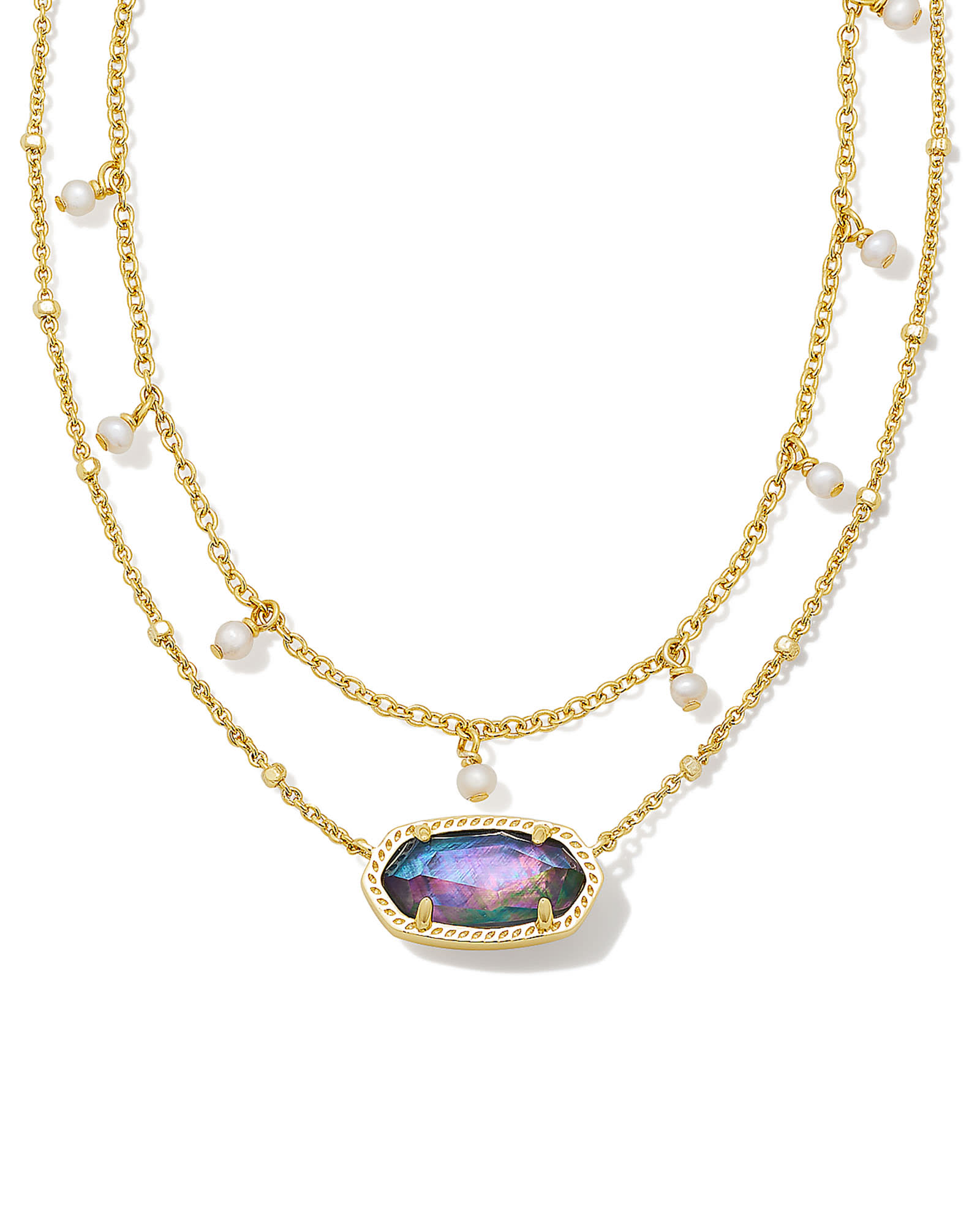 Kendra Scott Elisa Gold Pearl Multi Strand Necklace in Lilac | Abalone