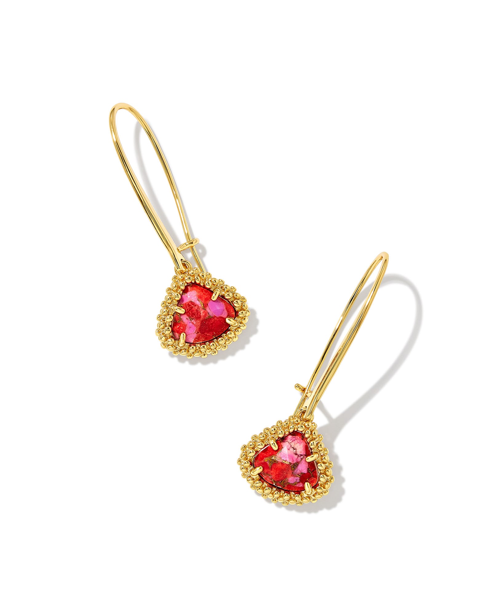 Photos - Earrings KENDRA SCOTT Framed Kendall Gold Wire Drop  in Bronze Veined Red a 