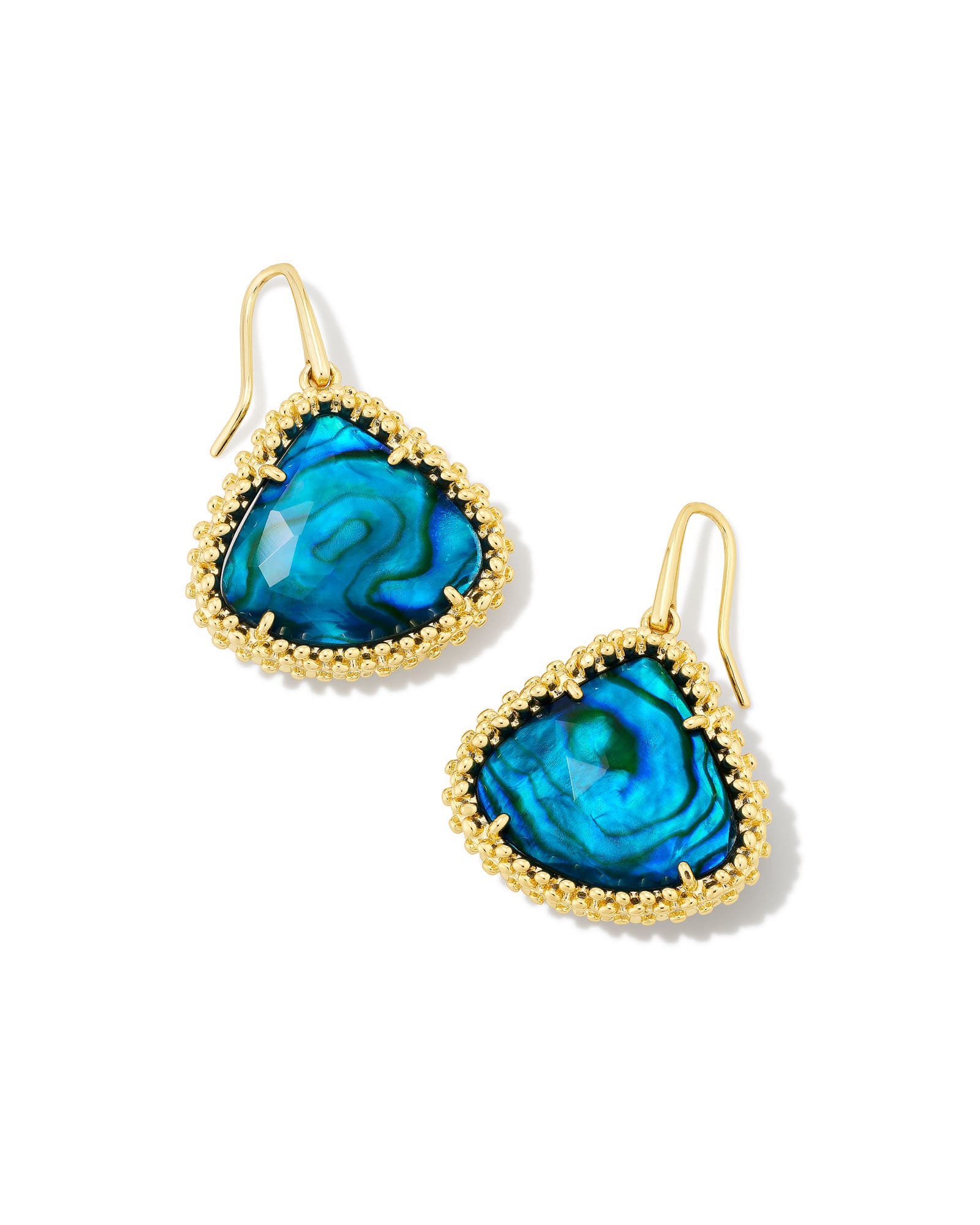 Photos - Earrings KENDRA SCOTT Framed Kendall Gold Large Drop  in Teal | Abalone 