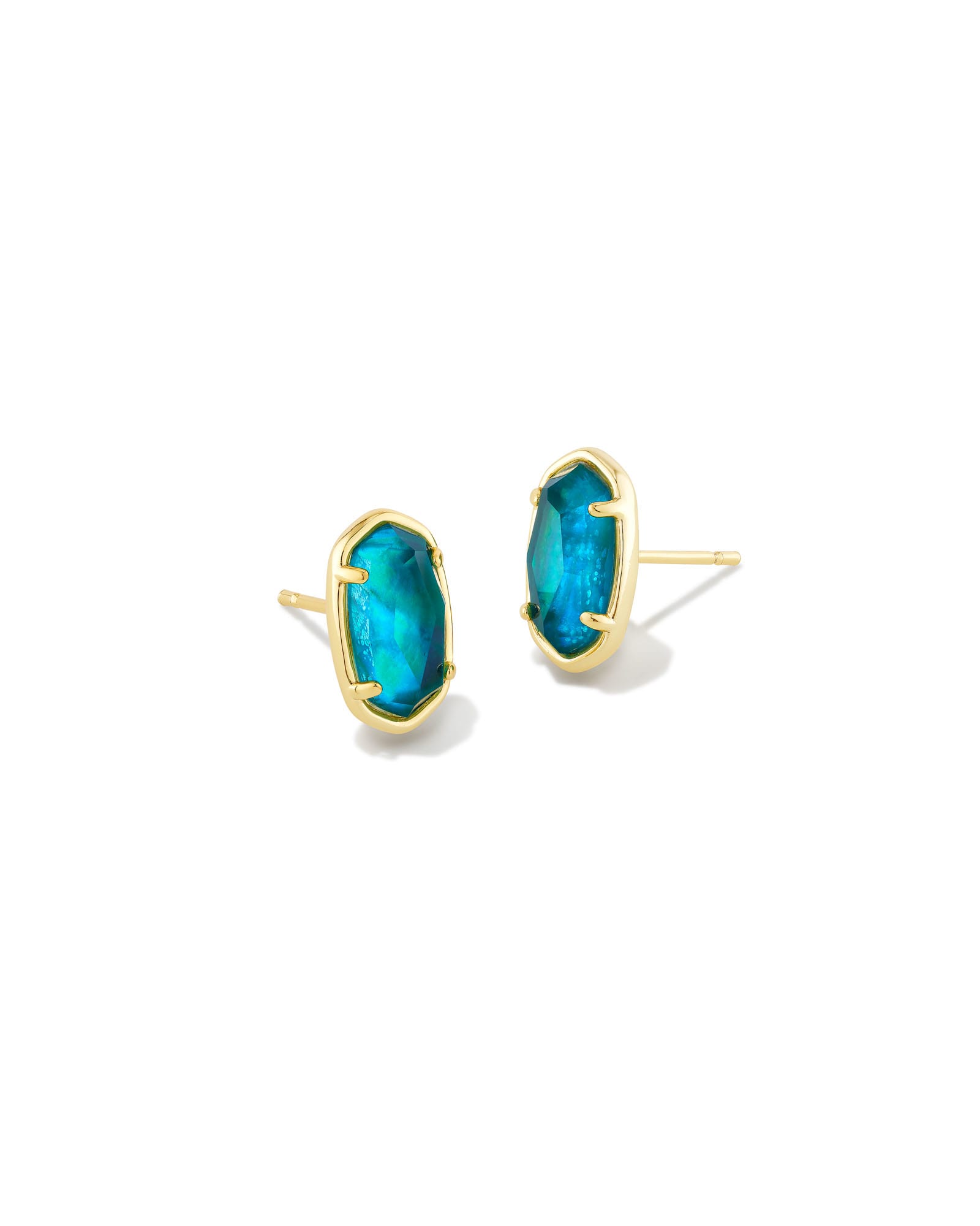 Kendra Scott Grayson Gold Stone Stud Earrings in Teal Abalone | Kyocera Opal