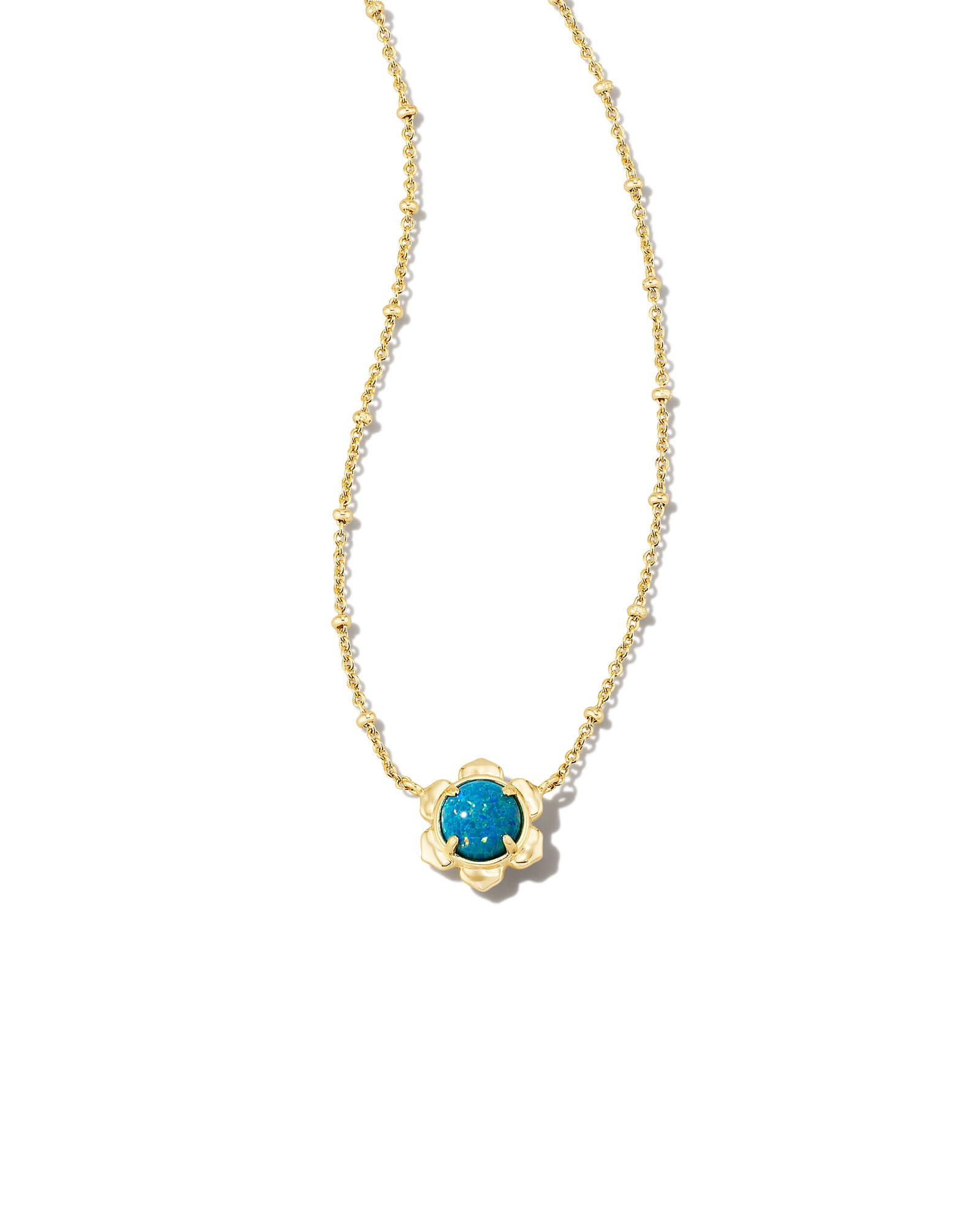 Kendra Scott Susie Gold Short Pendant Necklace in Marine | Kyocera Opal