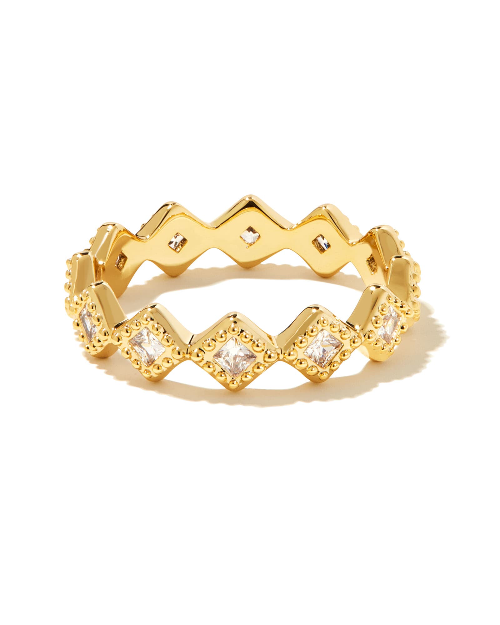 Kendra Scott Kinsley Gold Band Ring in White Crystal | Plated Brass