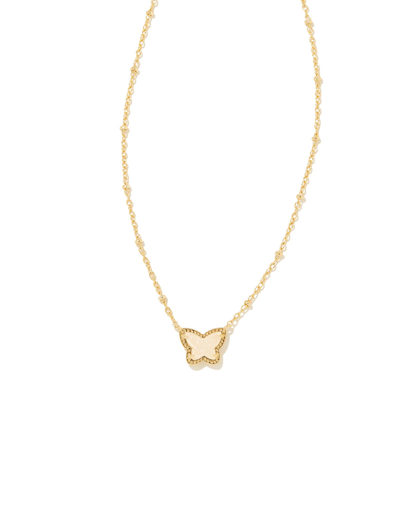 Kendra Scott Lillia Gold Small Short Pendant Necklace in Iridescent | Drusy