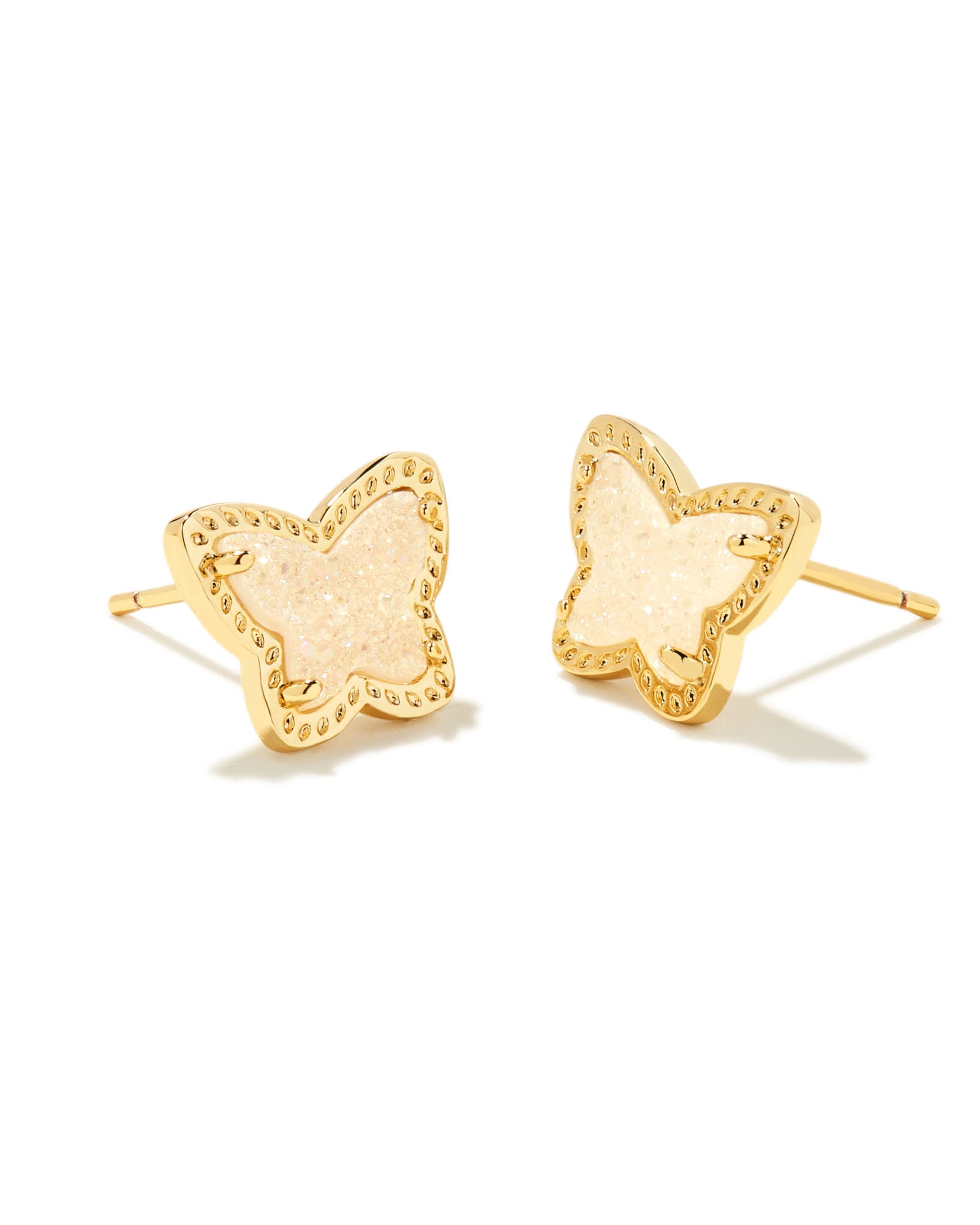 Kendra Scott Lillia Gold Stud Earrings in Iridescent | Drusy