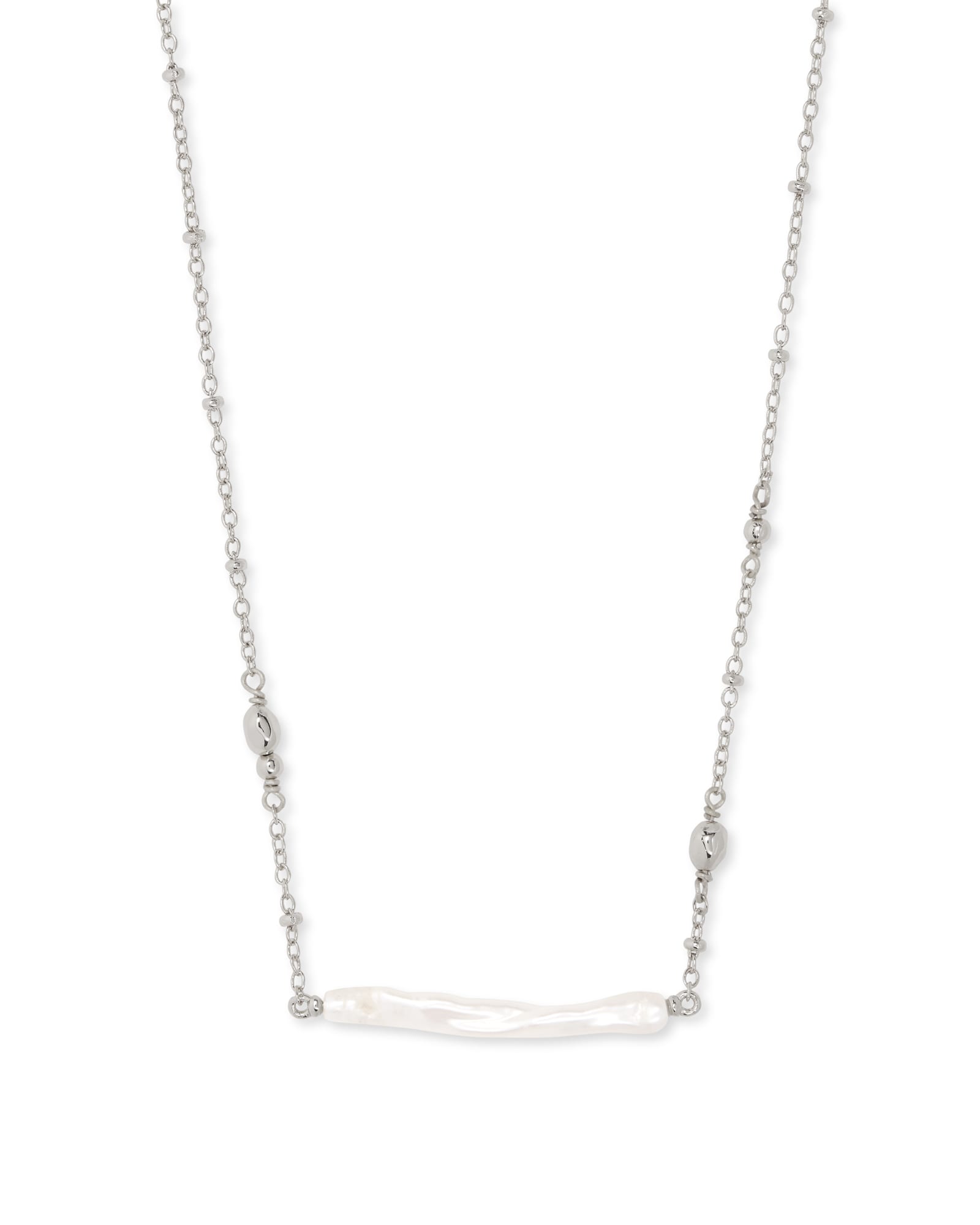 Kendra Scott Eileen Silver Pendant Necklace in White Pearl | Baroque Pearl/Metal Rhodium