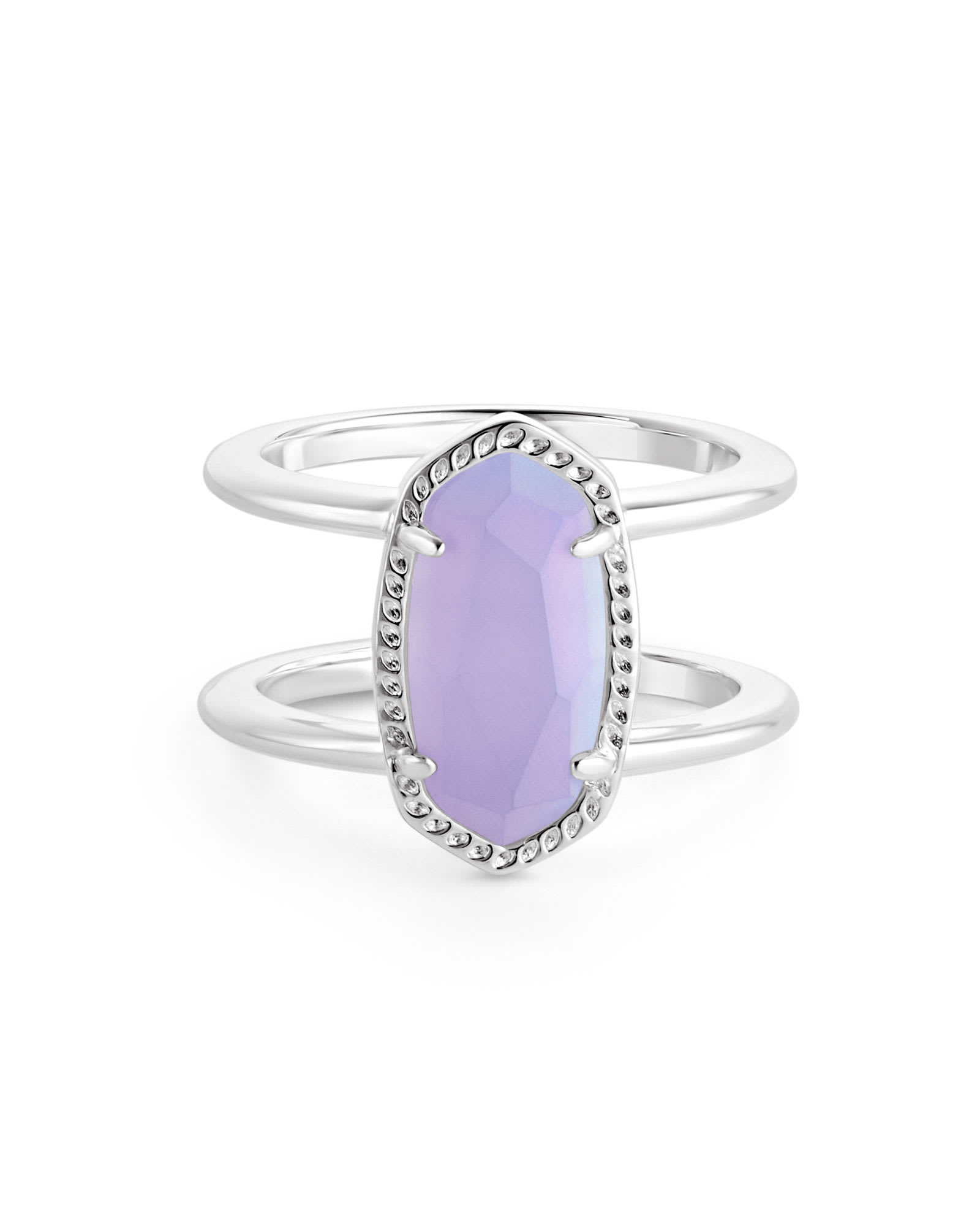 Kendra Scott Elyse Double Band Ring in Matte Iridescent Lilac | Glass