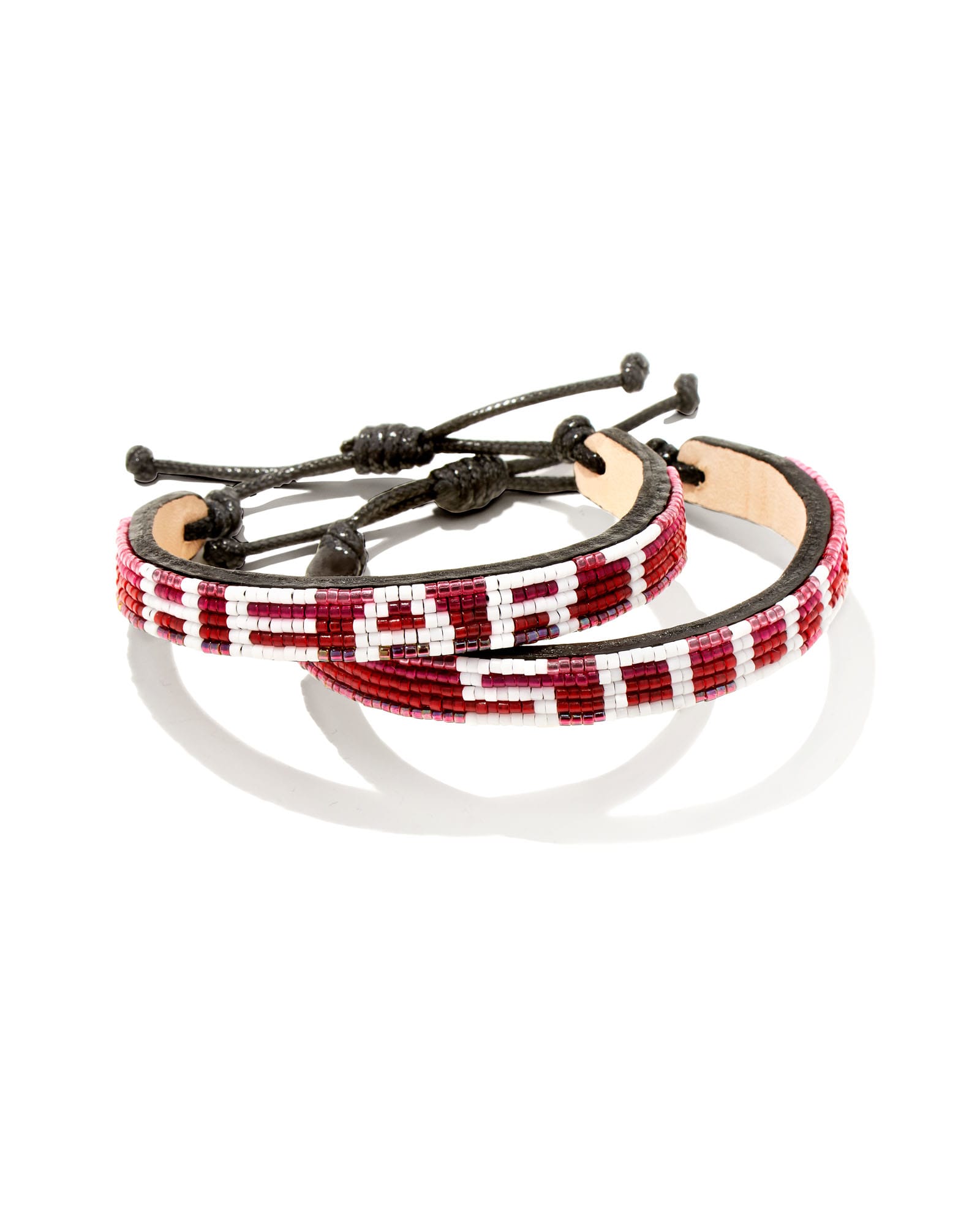 Kendra Scott Heart & Soul Beaded Friendship Bracelets Set of 2 in Red Ombre Mix | Miyuki Delica Beads/Leather