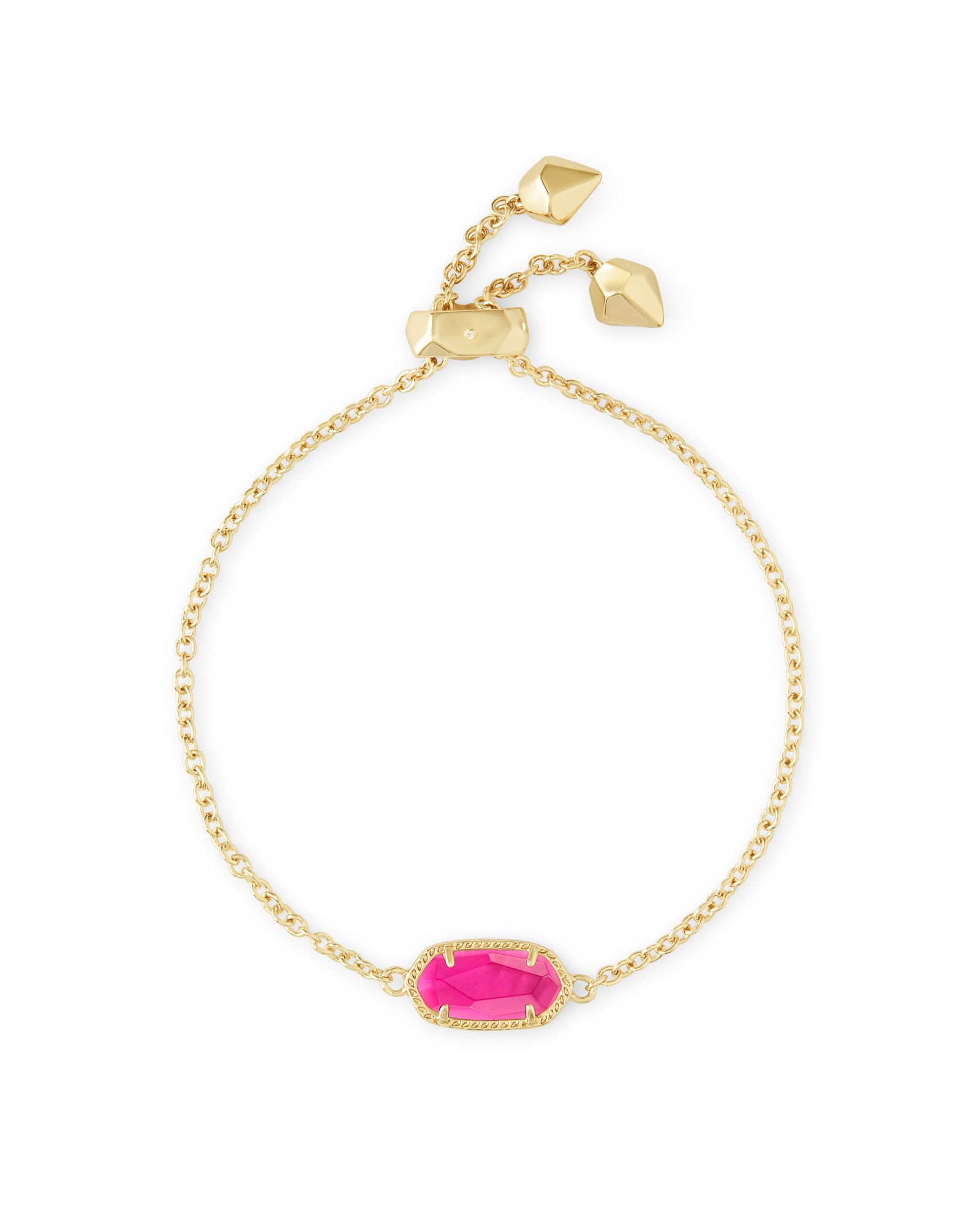 Kendra Scott Elaina Gold Adjustable Chain Bracelet in Azalea Illusion | Clear Glass