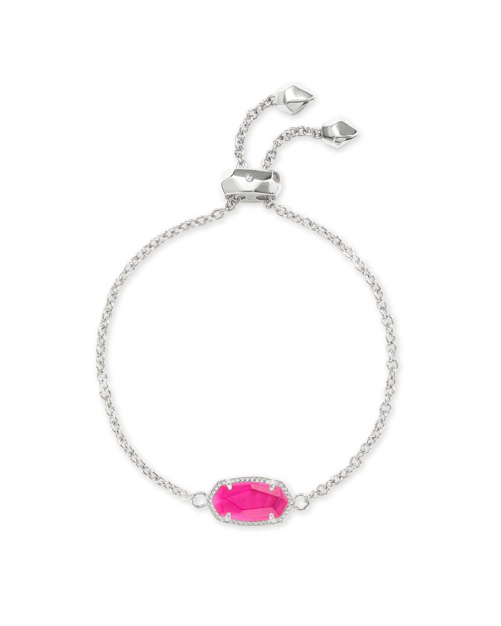 Kendra Scott Elaina Silver Adjustable Chain Bracelet in Azalea Illusion | Clear Glass/Metal Rhodium