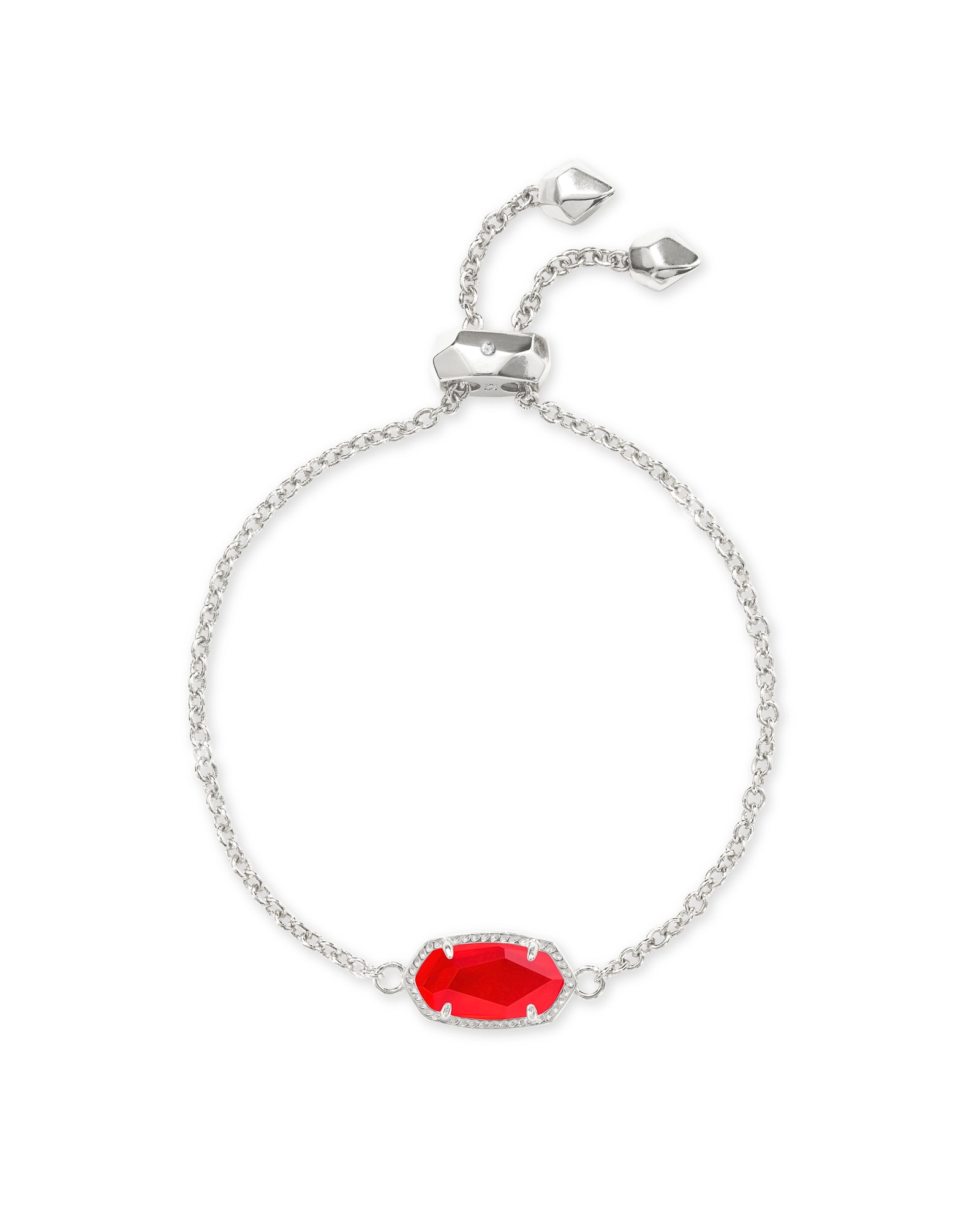 Kendra Scott Elaina Silver Adjustable Chain Bracelet in Red Illusion | Glass/Mother Of Pearl/Metal Rhodium