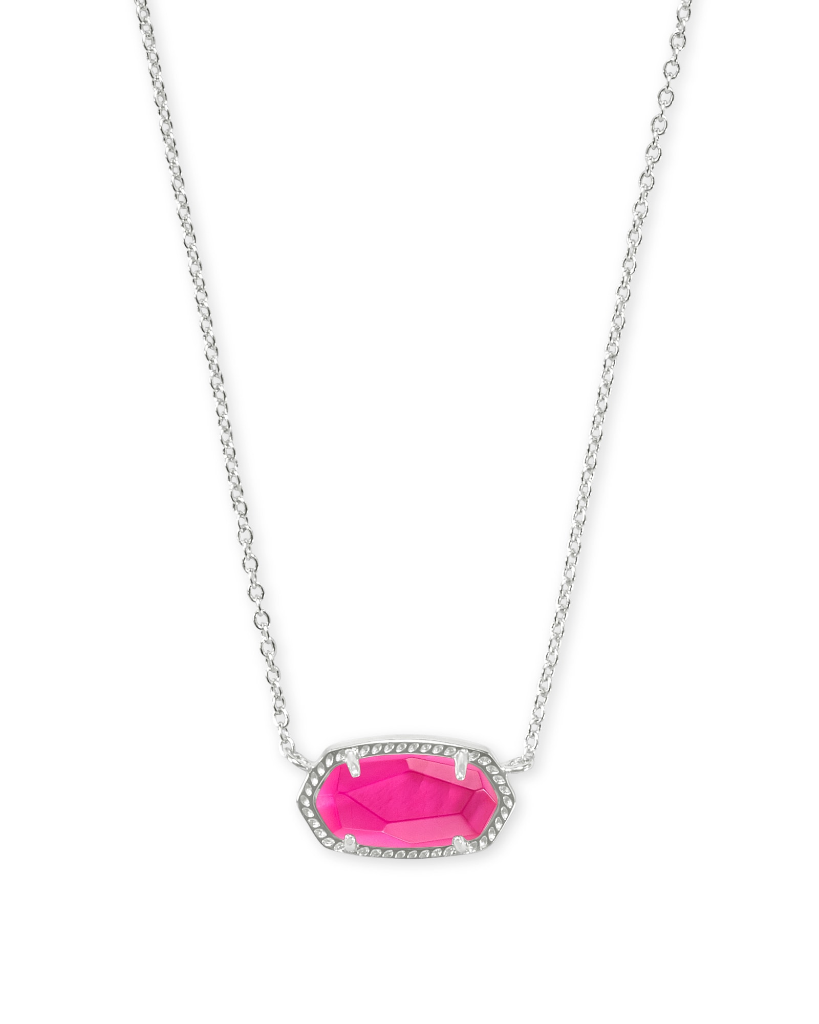 Kendra Scott Elisa Silver Pendant Necklace in Azalea Illusion | Clear Glass/Metal Rhodium