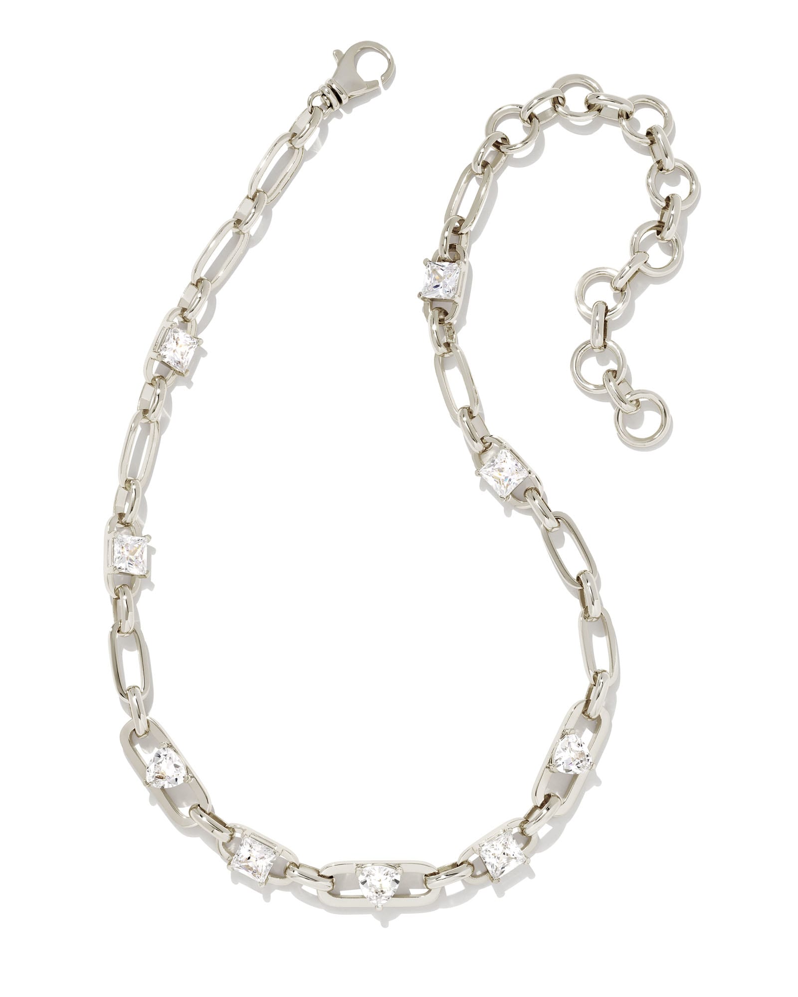 in White | Cailin Chain Silver Crystal Scott Necklace Crystal Kendra