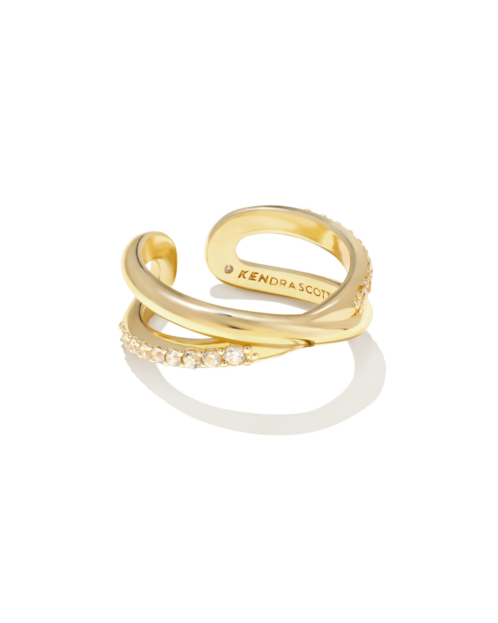 Kendra Scott Annie Gold Infinity Ring in White Crystal | 14K Yellow Gold/Metal