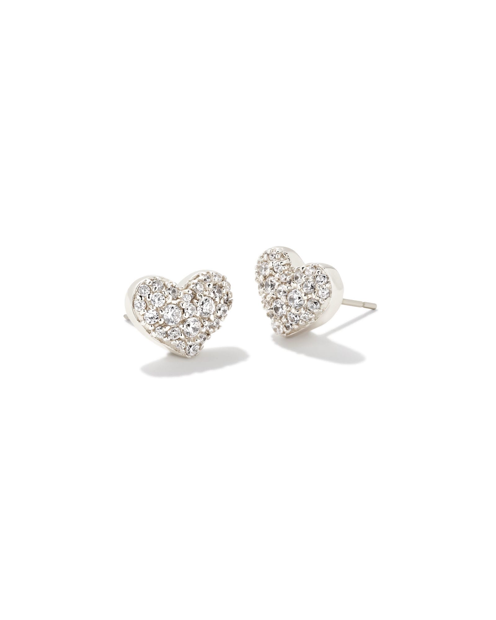 Photos - Earrings KENDRA SCOTT Ari Silver Pave Crystal Heart  in White Crystal | Cry 
