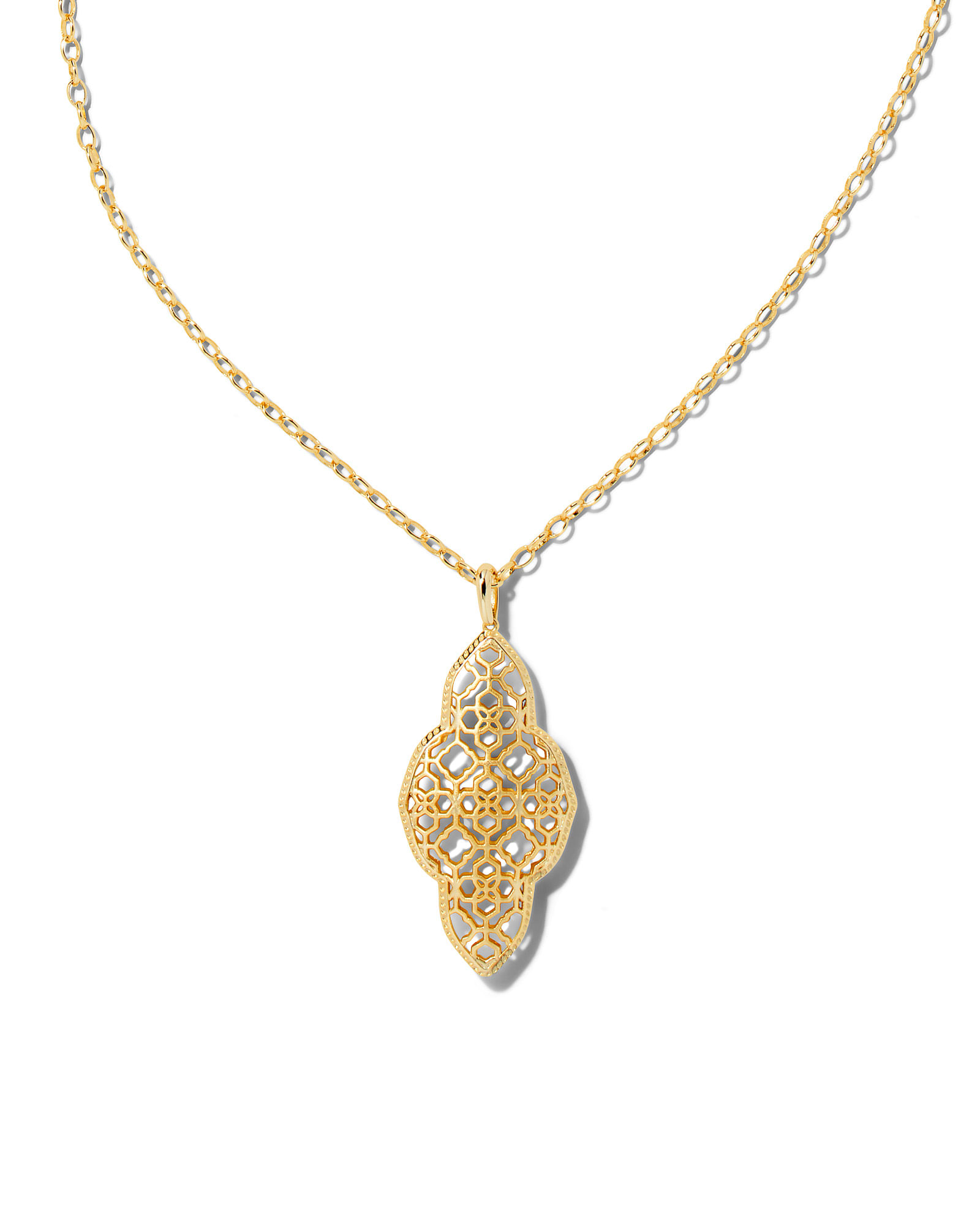 Kendra Scott Abbie Long Pendant Necklace in Gold | Plated Brass