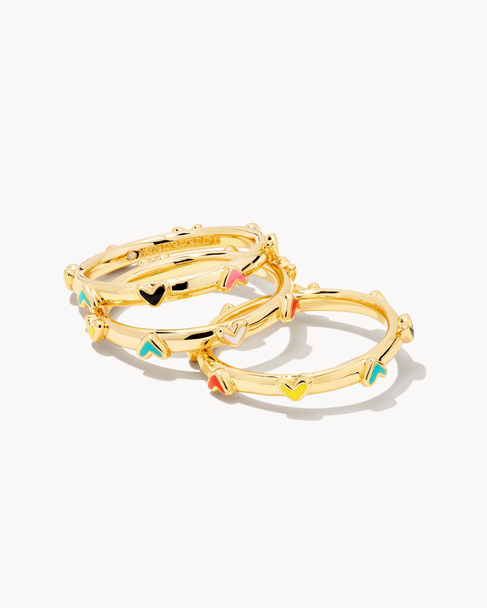 Kendra Scott Haven Heart Gold Rings Set of 3 in Multi Mix | Enamel