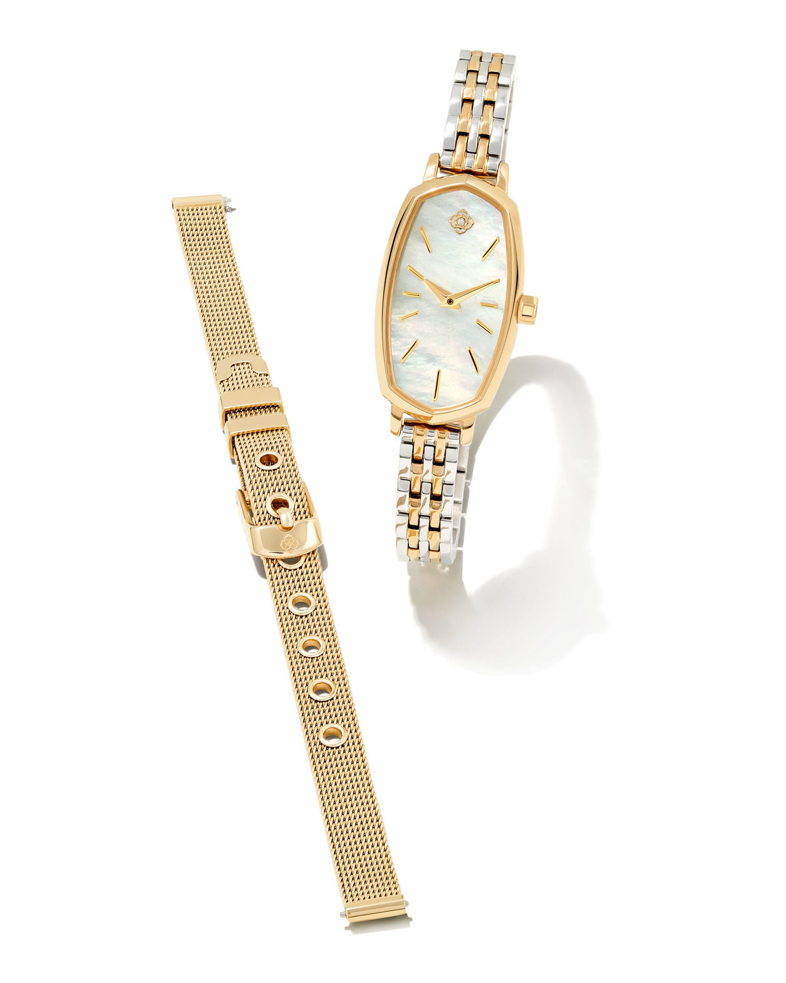 Kendra Scott Elle Two Tone Stainless Steel Watch and Watch Band Gift Set in Ivory Mother-of-Pearl | Ivory Mother Of Pearl/Metal