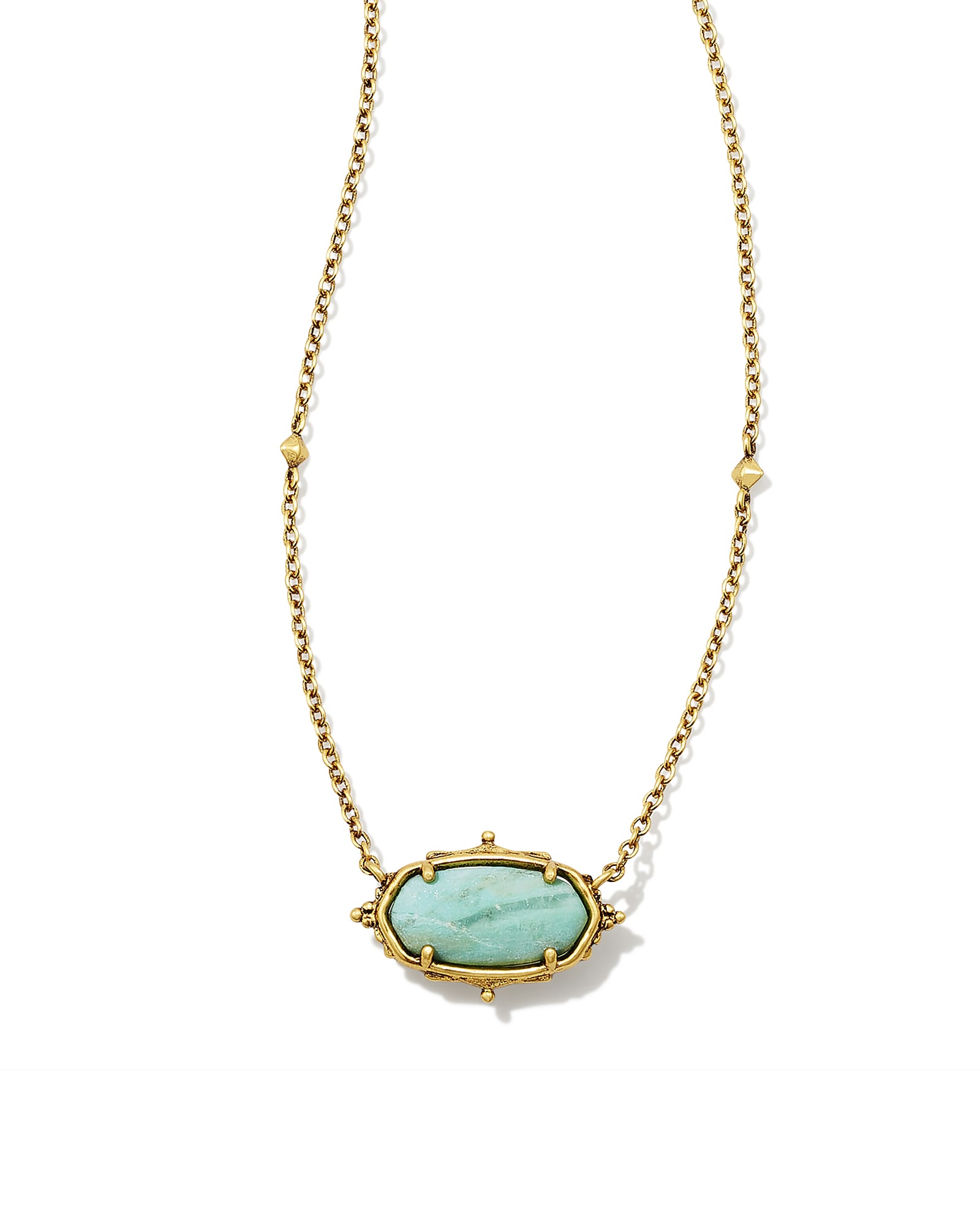 Kendra Scott Baroque Vintage Gold Elisa Pendant Necklace in Sea Green | Chrysocolla