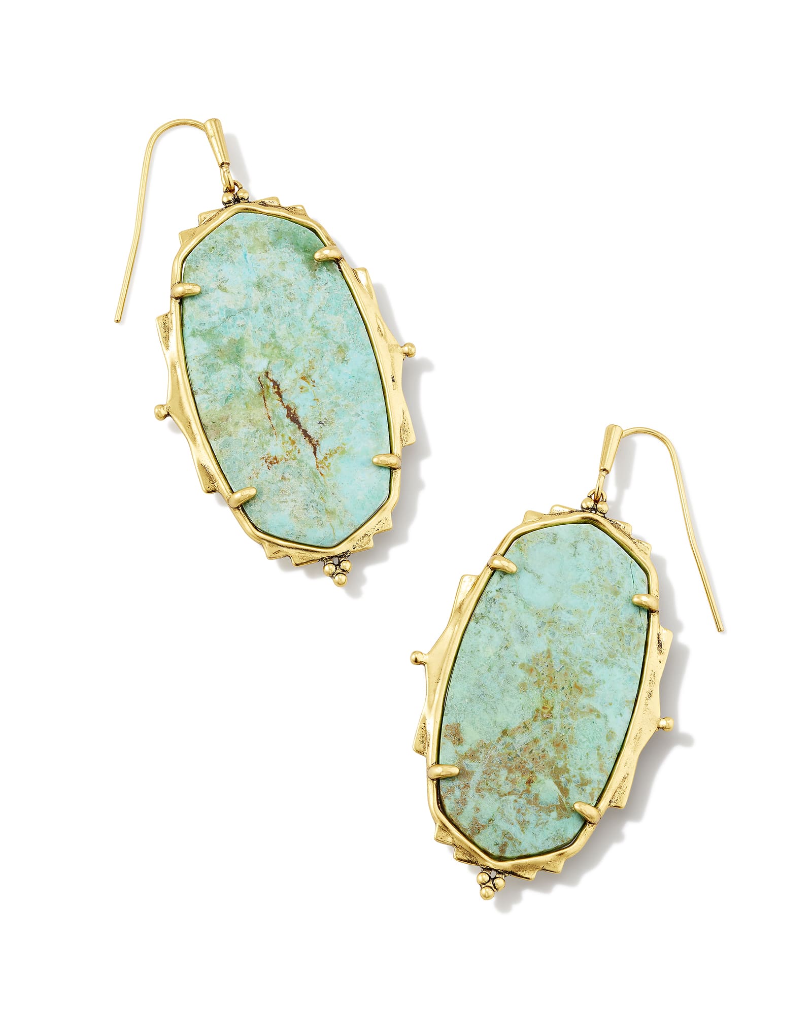 Kendra Scott Baroque Vintage Gold Ella Drop Earrings in Sea Green Chrysocolla | Phoenix Stone