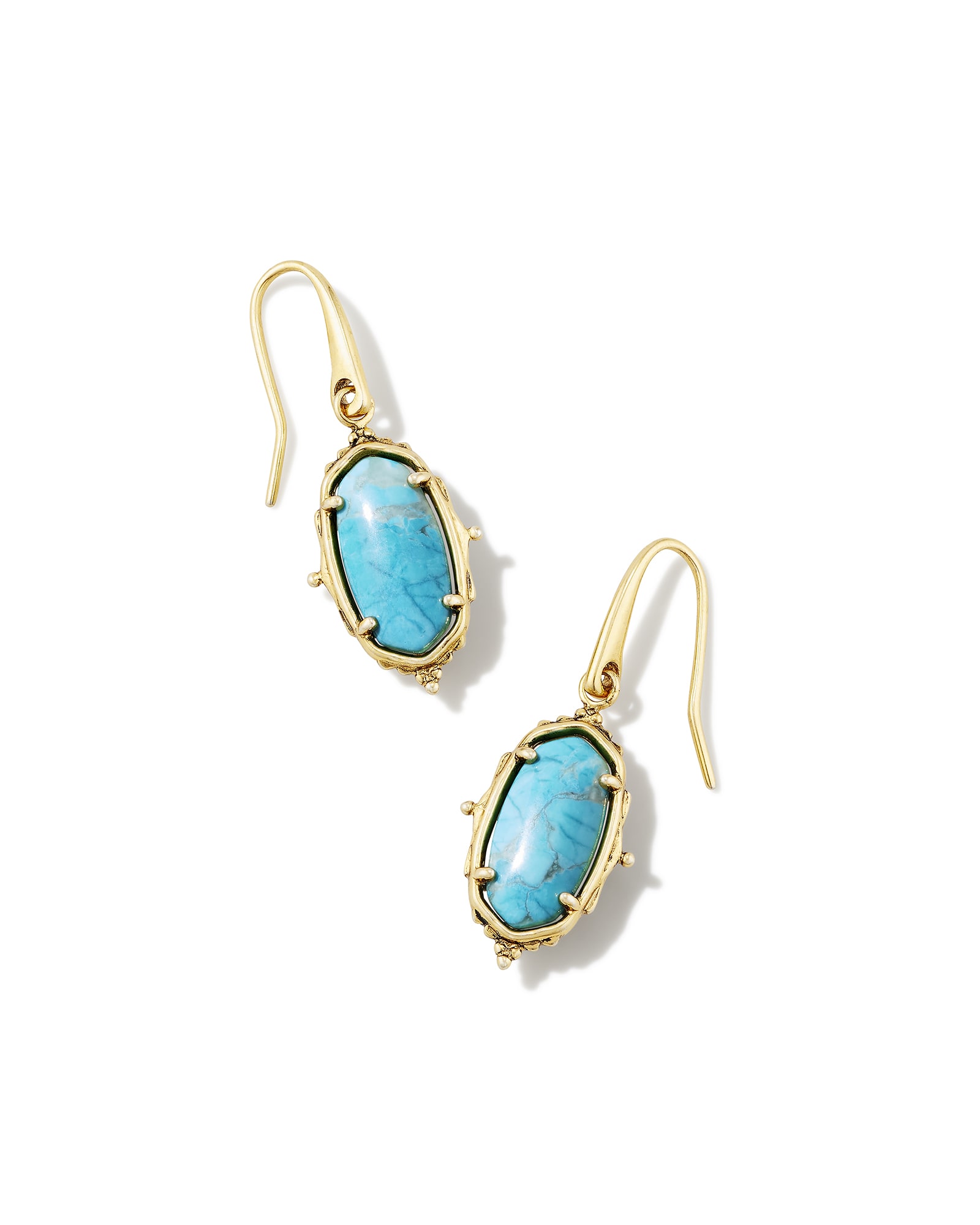 Kendra Scott Baroque Vintage Gold Lee Drop Earrings in Variegated Dark Teal | Magnesite