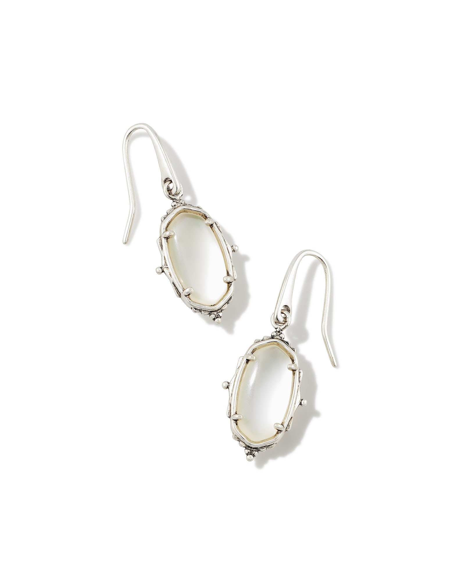 Kendra Scott Baroque Vintage Silver Lee Drop Earrings in Natural Mother-of-Pearl | Mother Of Pearl