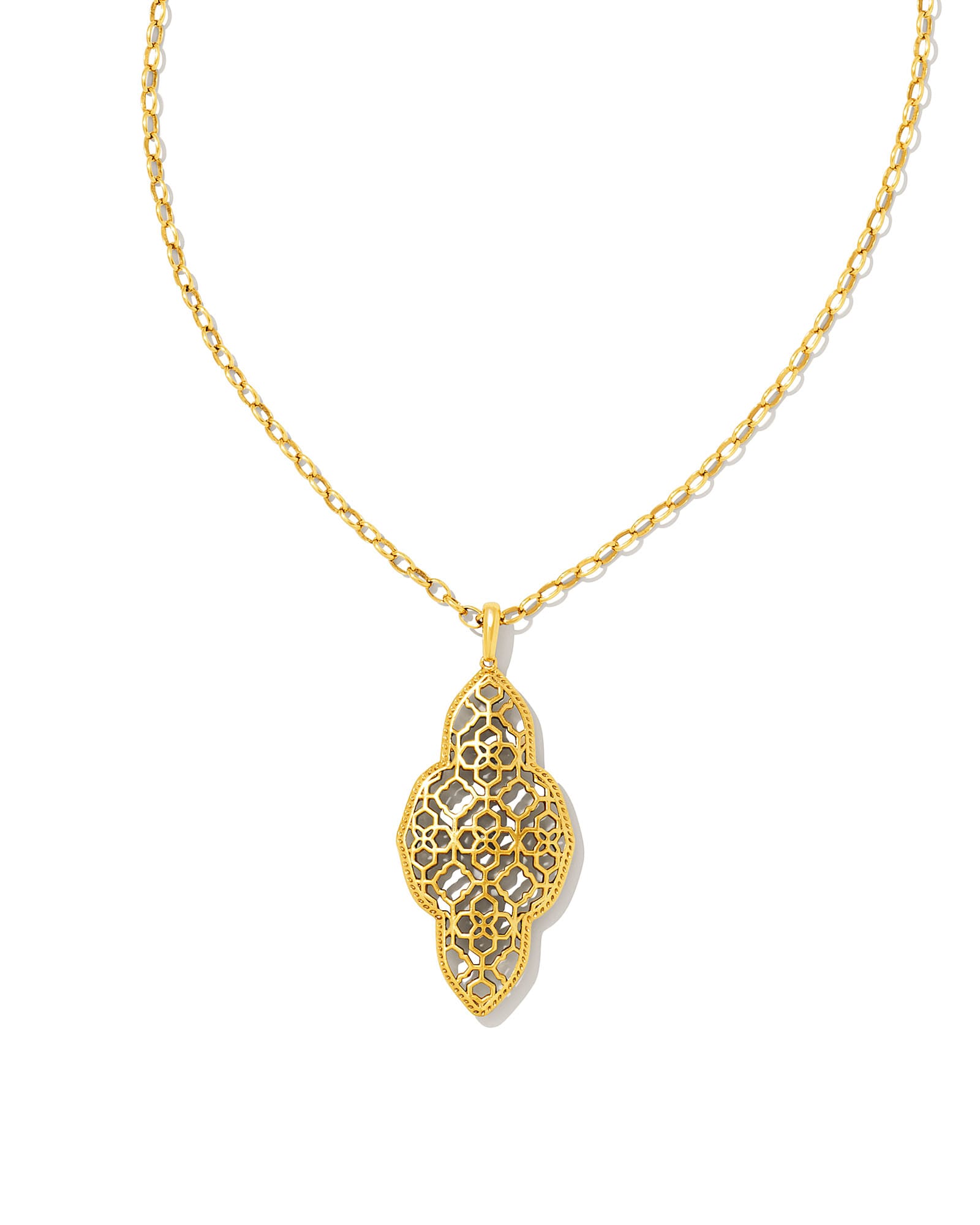 Kendra Scott Abbie Long Pendant Necklace in Vintage Gold | Plated Brass/Metal