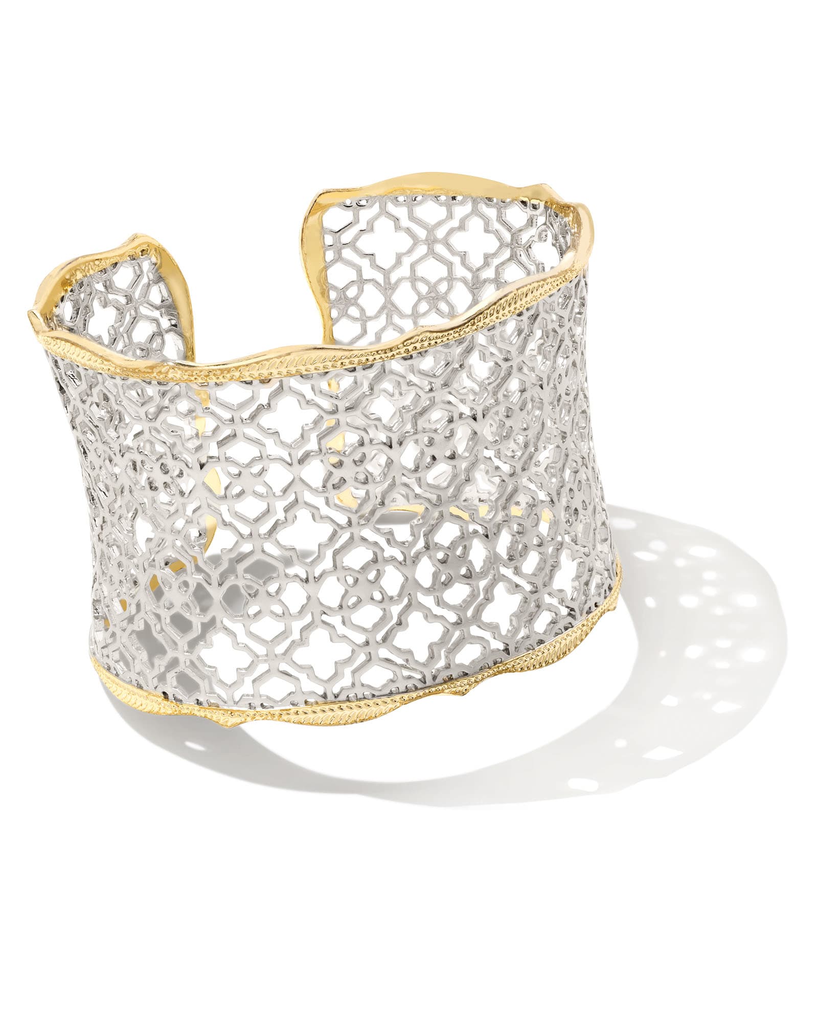 Kendra Scott Candice Gold Cuff Bracelet in Silver Filigree Mix | Plated Brass