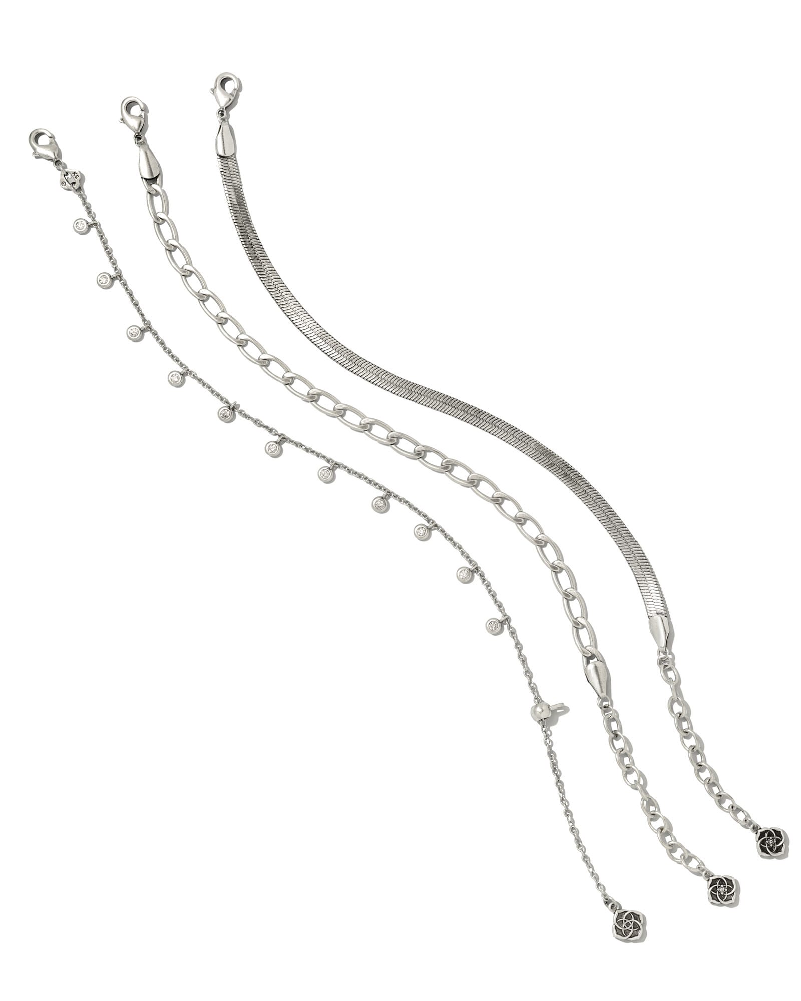 Kendra Scott Kassie Set of 3 Chain Bracelets in Vintage Silver | Metal