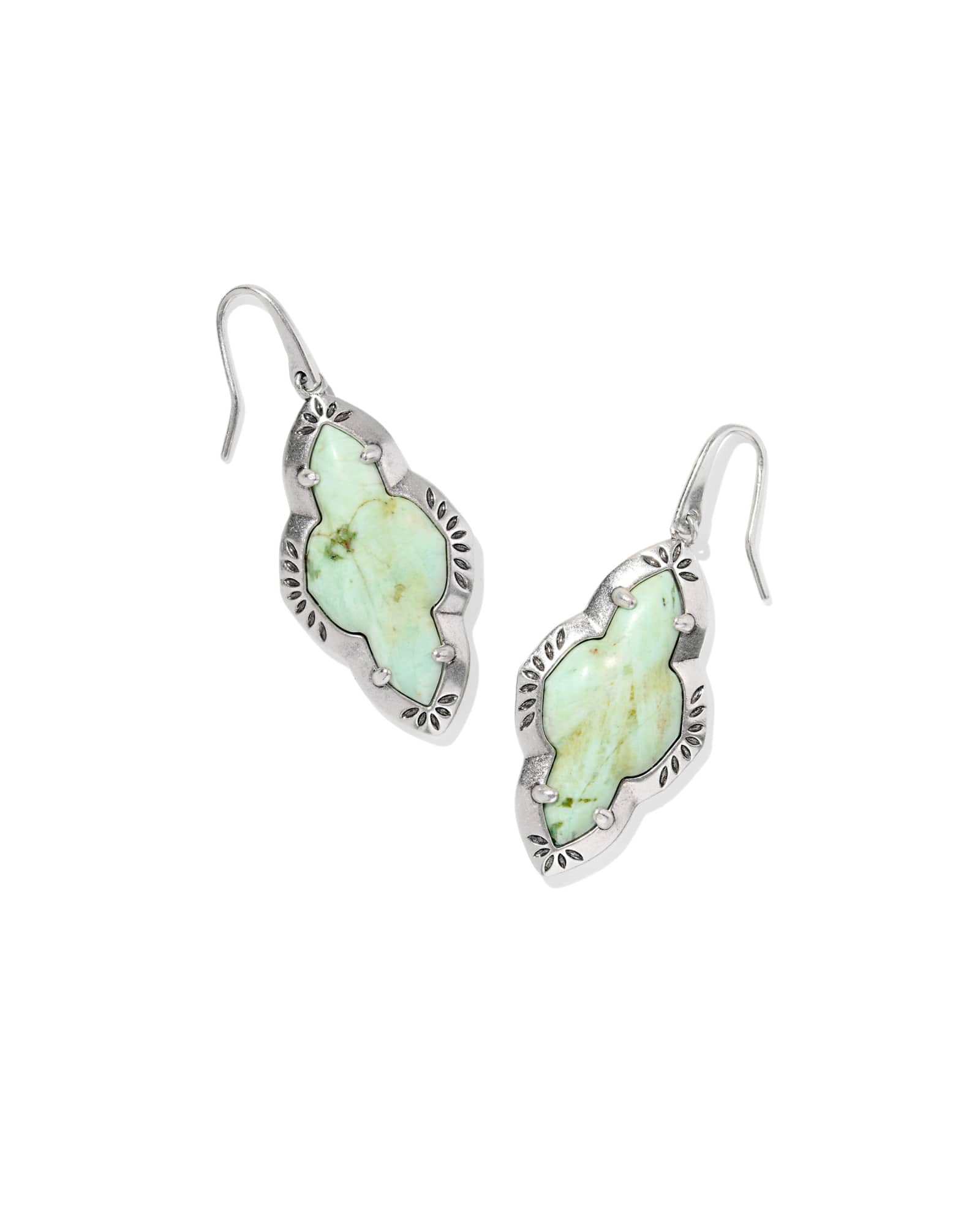 Kendra Scott Abbie Vintage Silver Etch Frame Drop Earrings | Chrysocolla