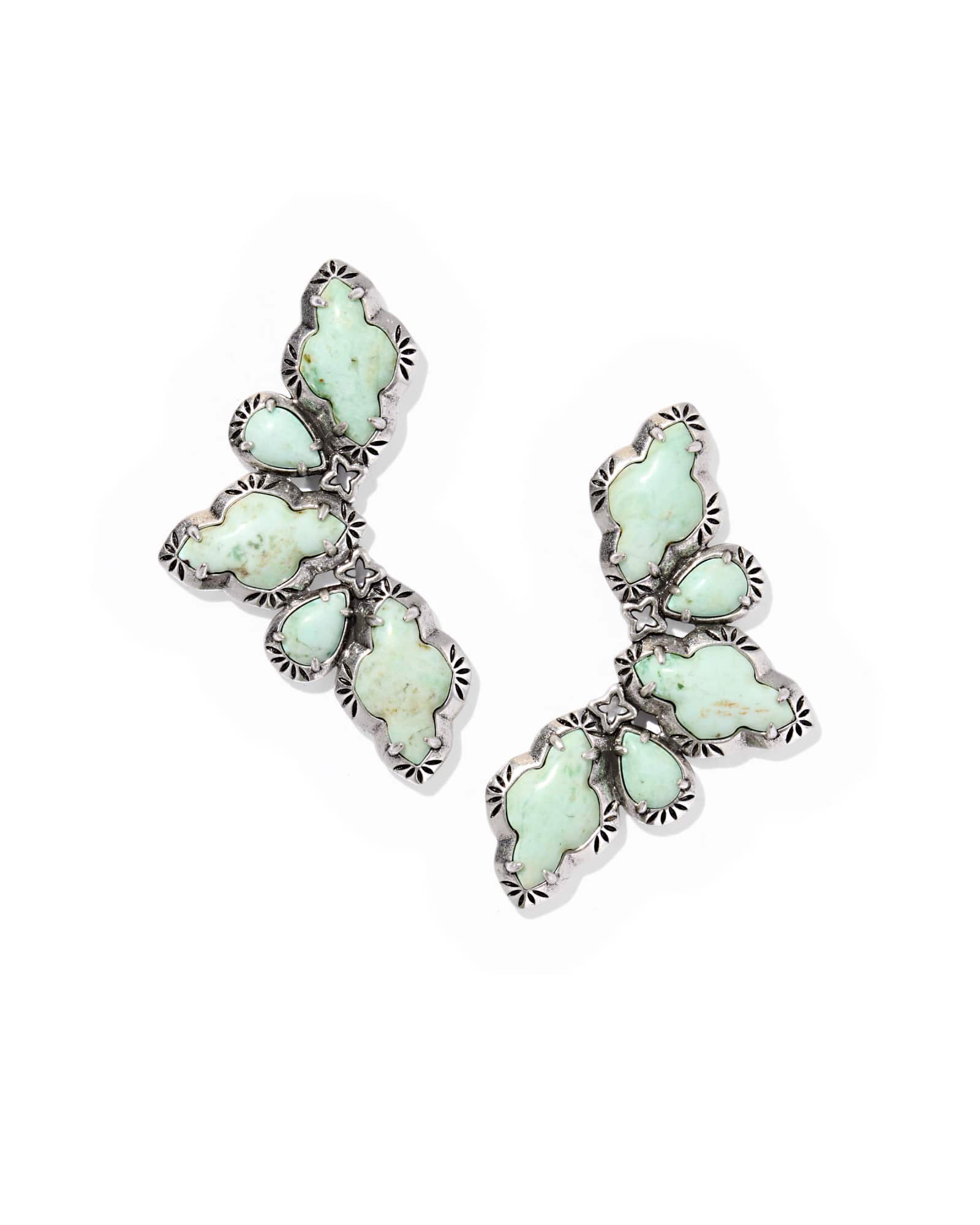 Kendra Scott Abbie Vintage Silver Etch Frame Statement Earring | Chrysocolla