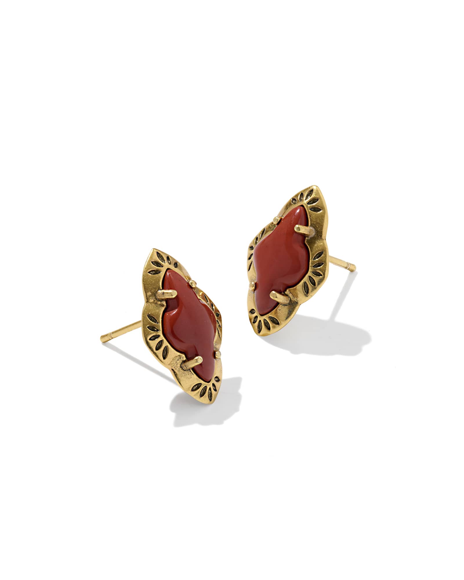 Kendra Scott Abbie Vintage Gold Etch Frame Stud Earrings | Jasper