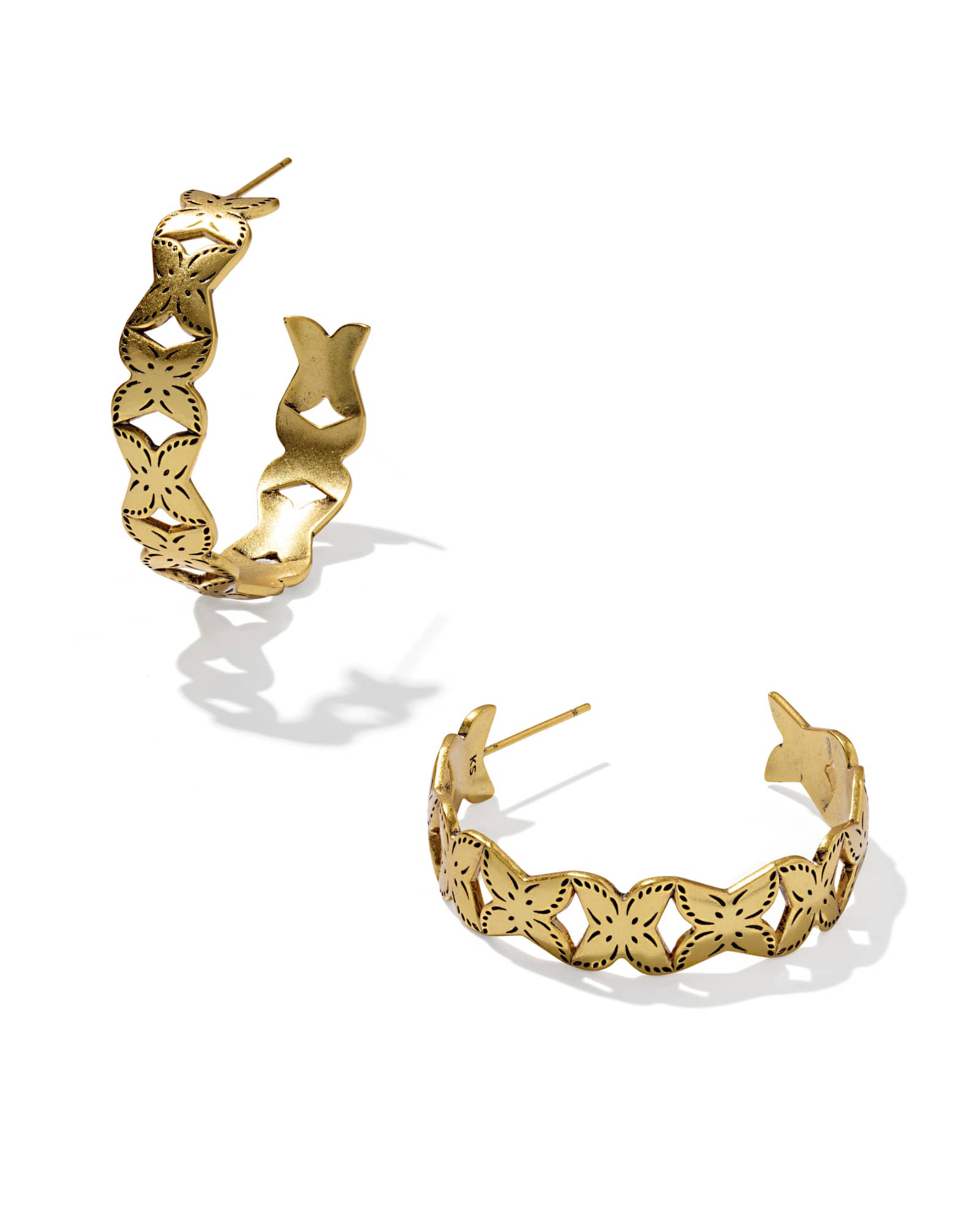 Kendra Scott Keziah Vintage Gold Medium Hoop Earrings | Metal