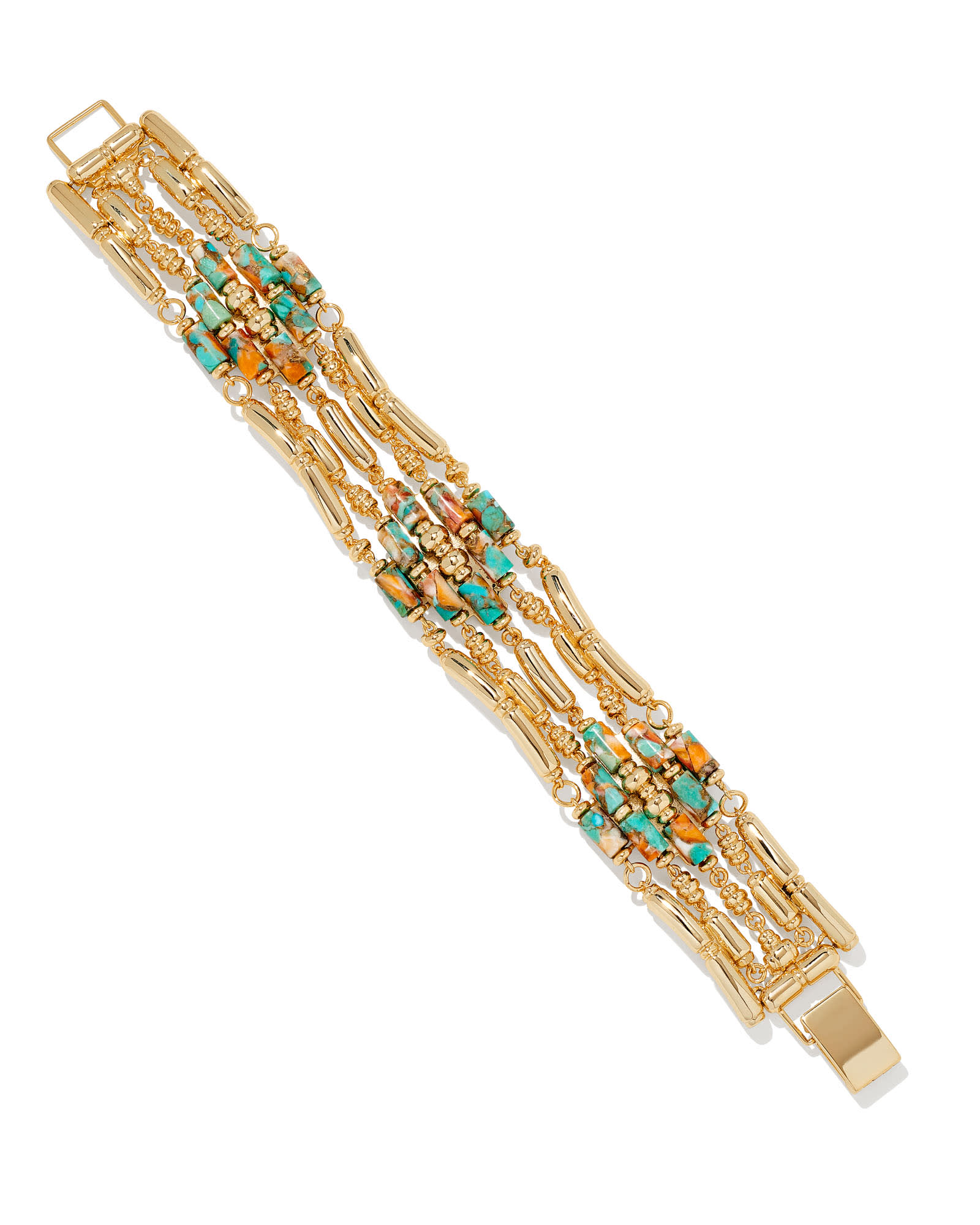 Kendra Scott Ember Gold Statement Cuff Bracelet in Bronze Veined Turquoise Magnesite Red Oyster