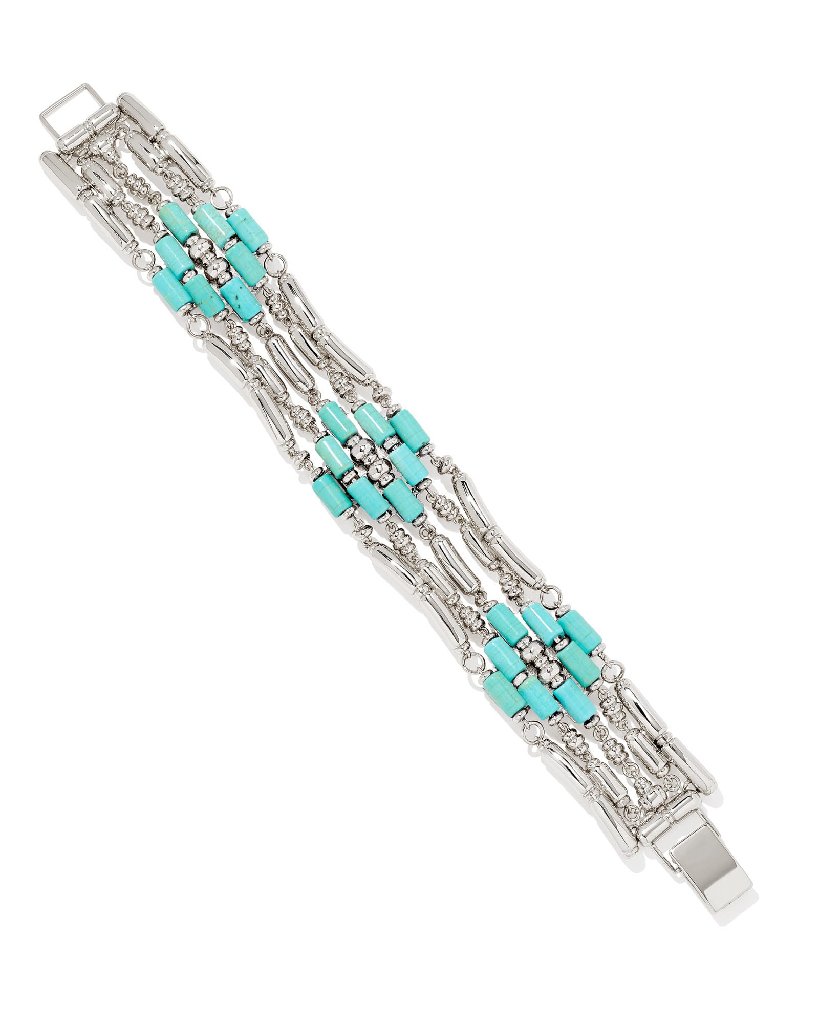 Kendra Scott Ember Silver Statement Cuff Bracelet in Variegated Turquoise Magnesite | Magnesite/Metal Rhodium