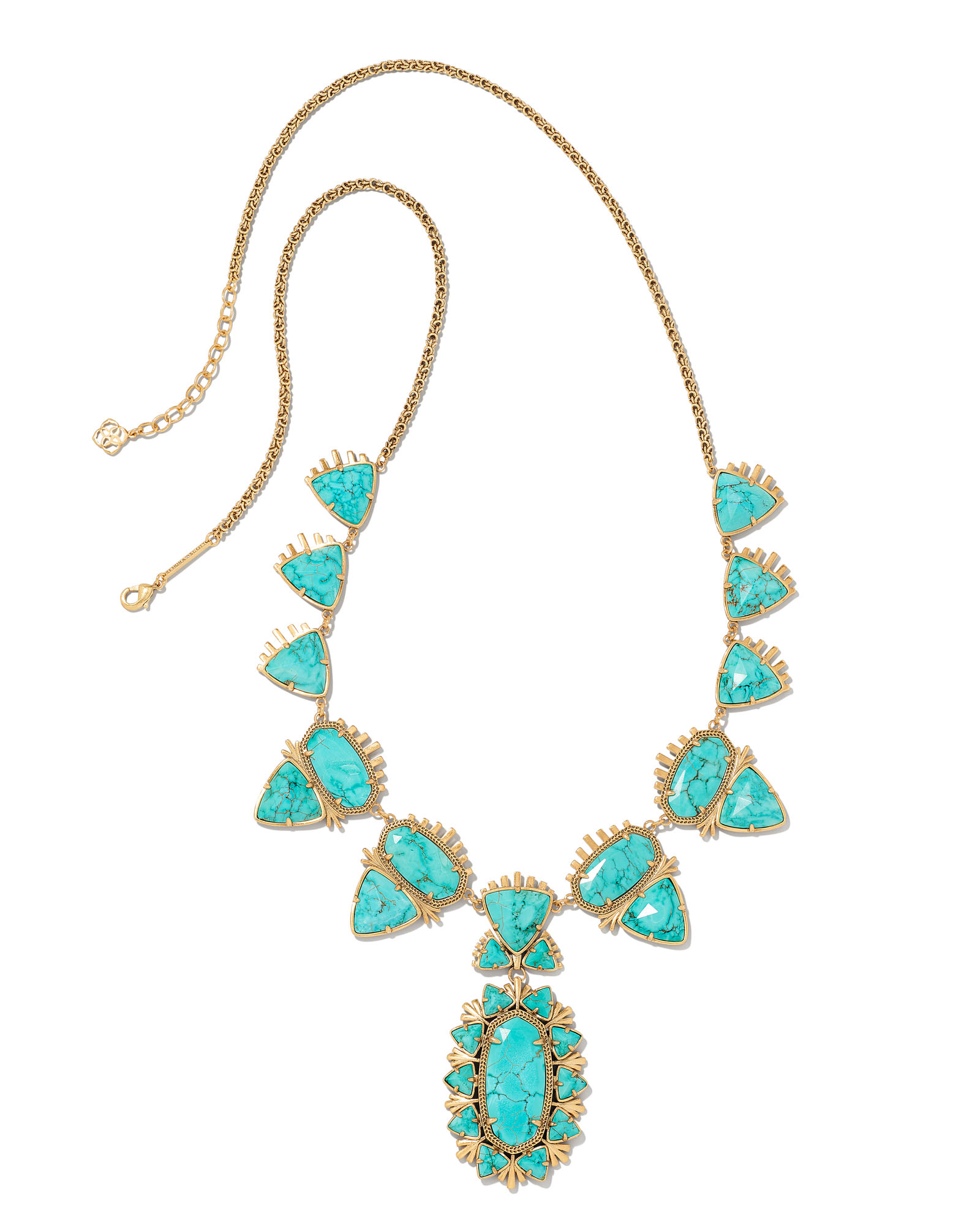 Kendra Scott Havana Vintage Gold Statement Necklace in Variegated Turquoise Magnesite | Variegated Magnesite