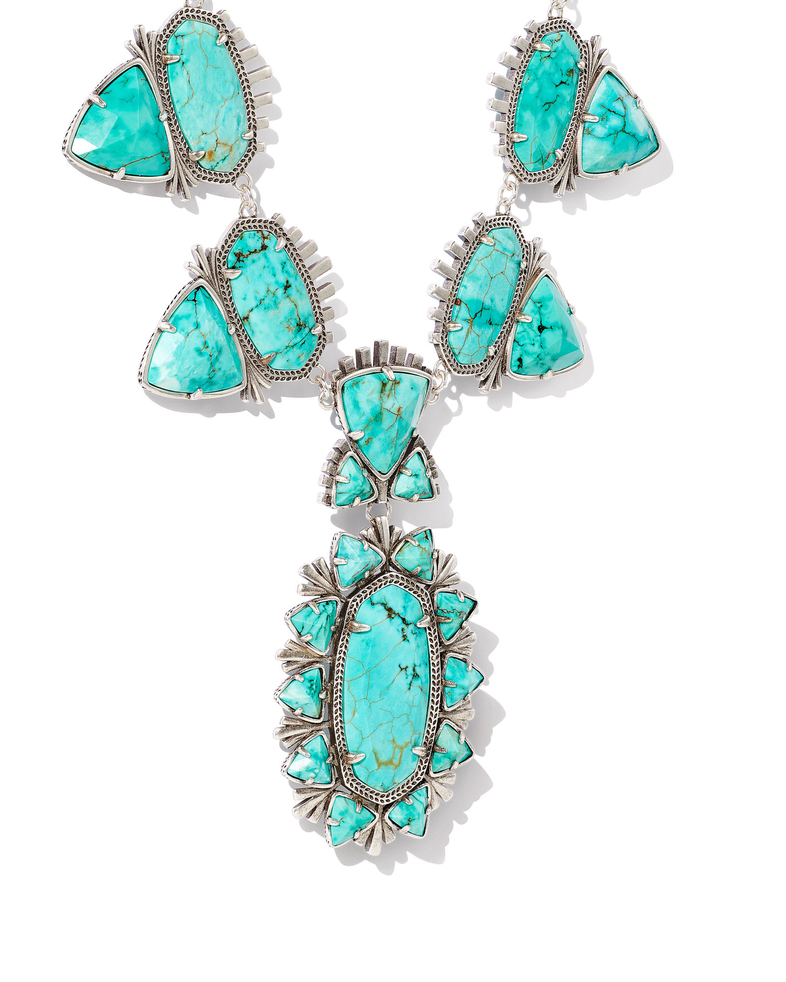 Kendra Scott Havana Vintage Silver Statement Necklace in Variegated Turquoise Magnesite | Variegated Magnesite