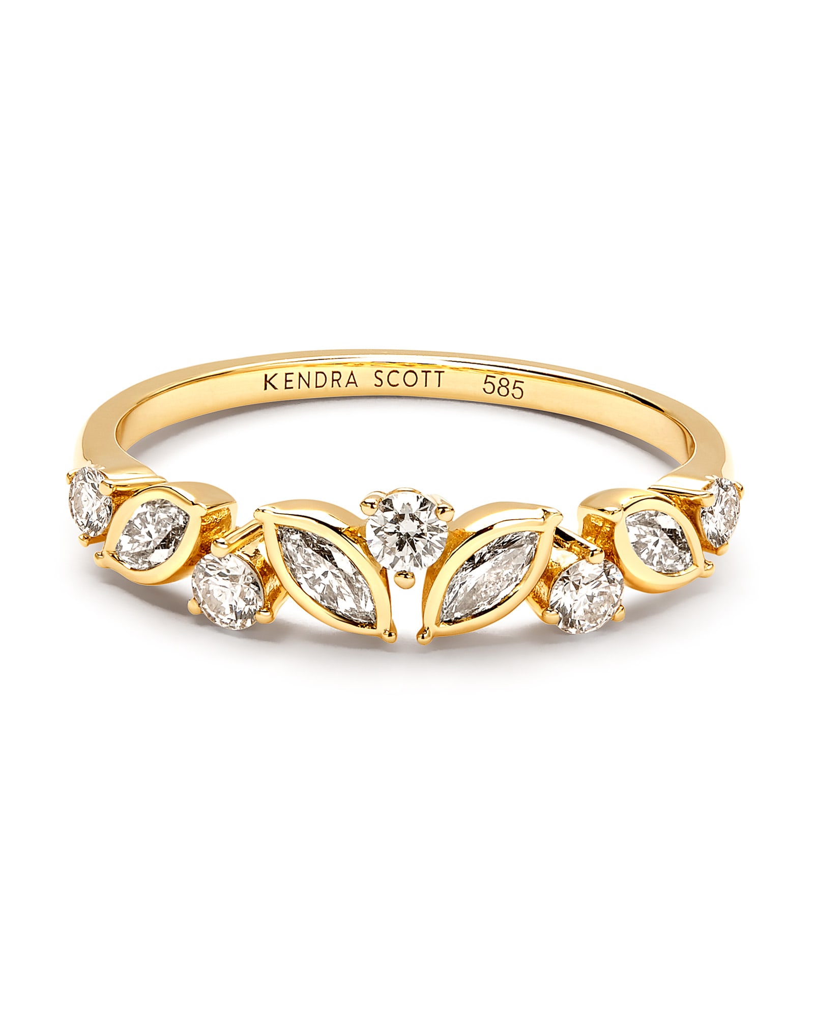 Kendra Scott Becca 14k Yellow Gold Band Ring in White Diamond | Diamonds | Size 6