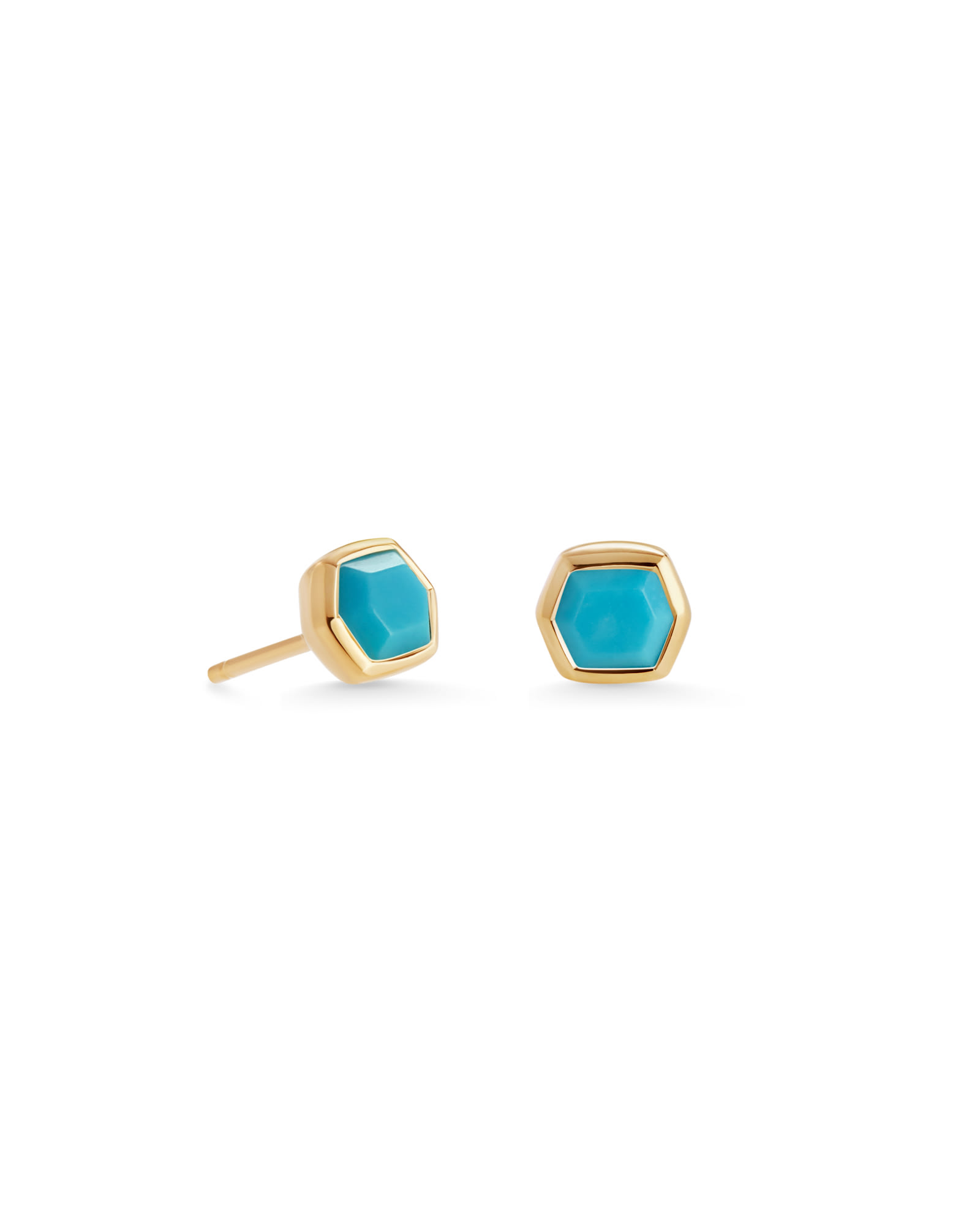 Kendra Scott Davie 18k Gold Vermeil Stud Earrings in Turquoise | Genuine Turquoise