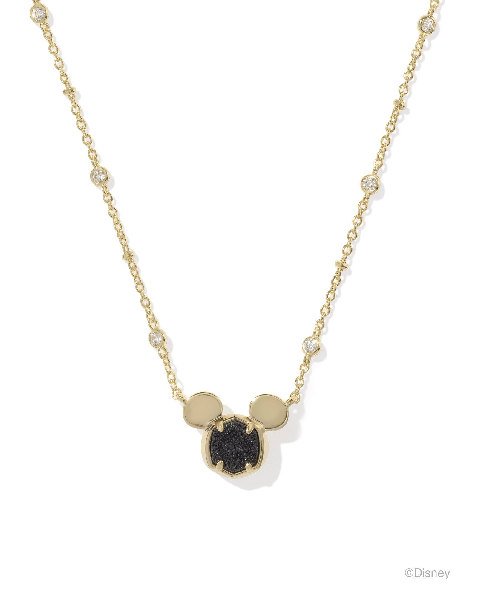 Disney | Kendra Scott Gold Mickey Mouse Short Pendant Necklace in Black | Drusy