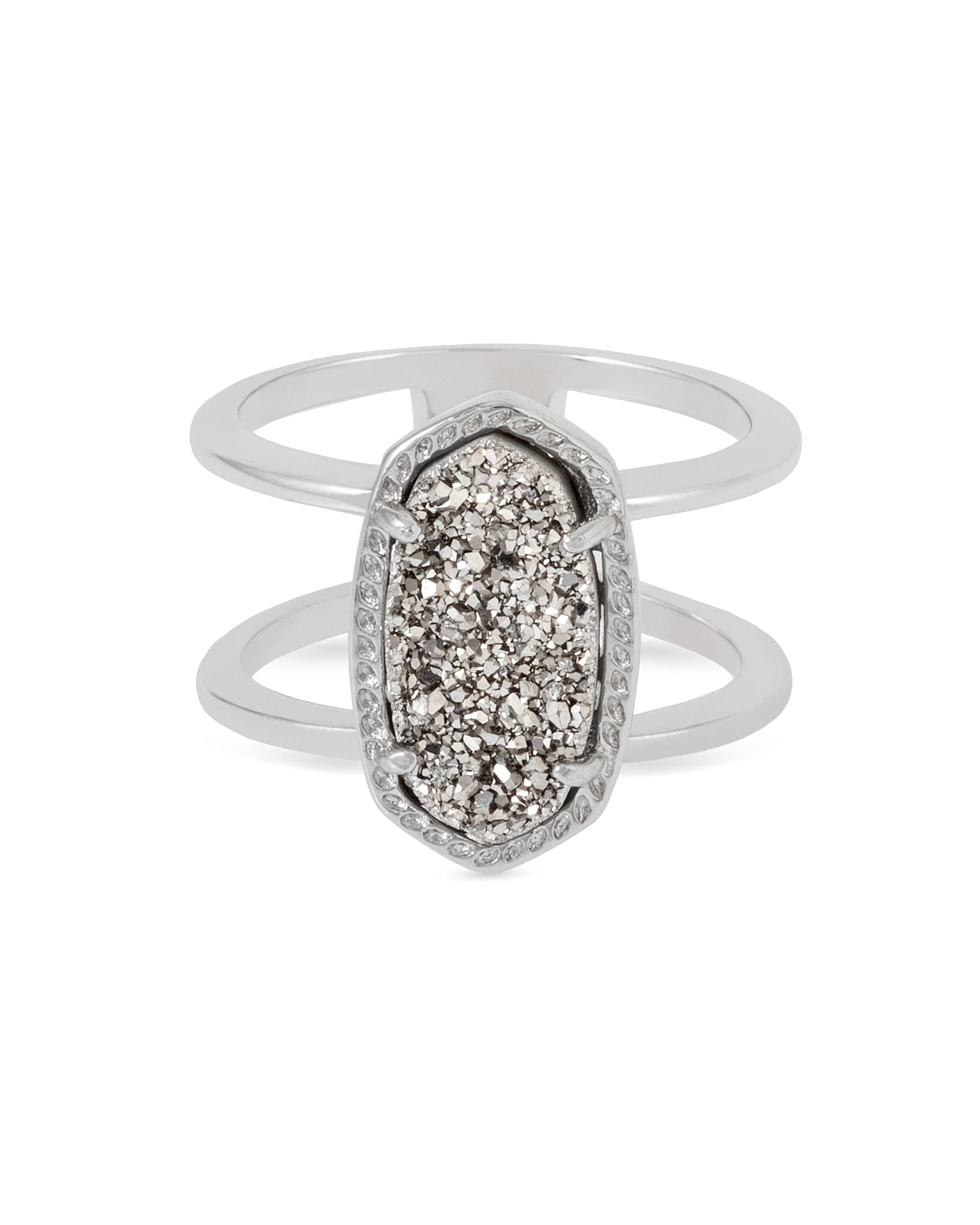 Kendra Scott Elyse Silver Ring in Platinum Drusy | Drusy/Metal Rhodium | Size 11