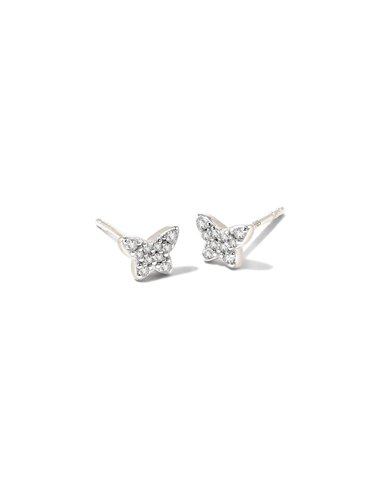 Kendra Scott Butterfly 14k White Gold Stud Earrings in White Diamond | Diamonds