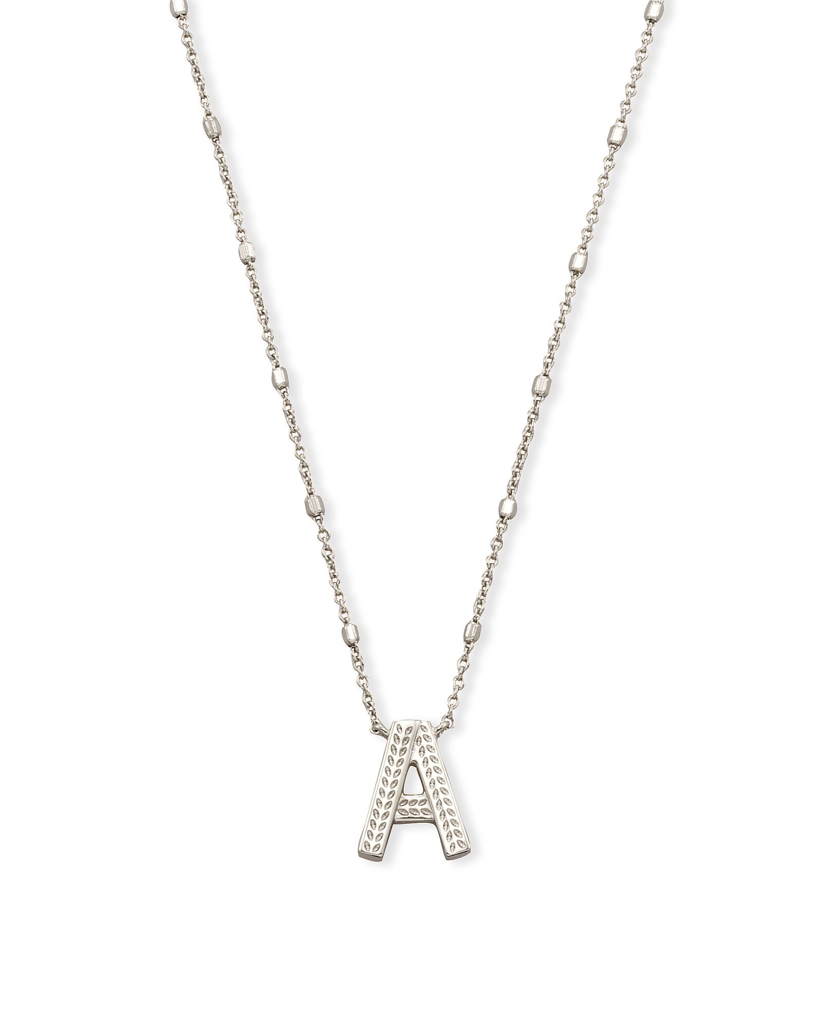 Kendra Scott Letter A Pendant Necklace in Silver | Plated Brass/Metal Rhodium
