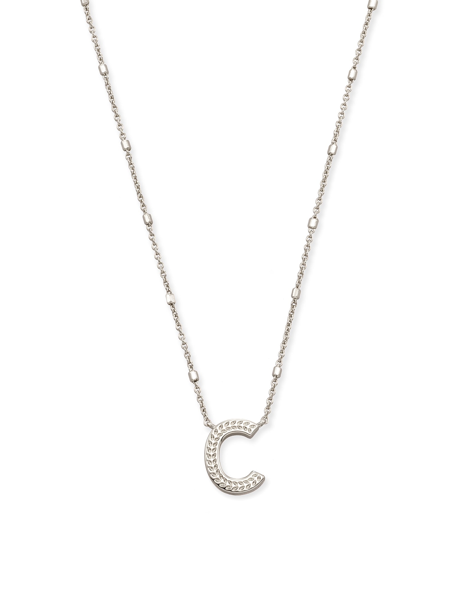 Kendra Scott Letter C Pendant Necklace in Silver | Plated Brass/Metal Rhodium