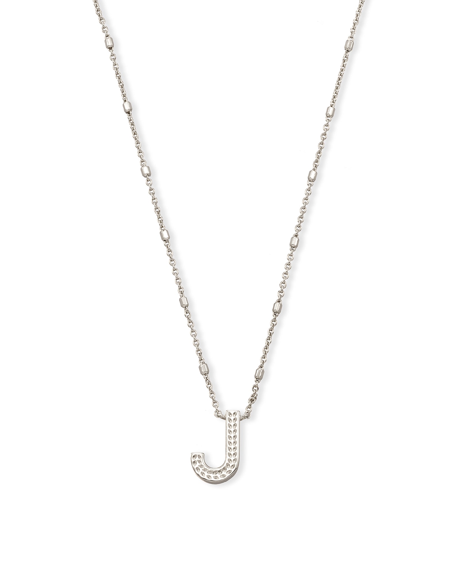 Kendra Scott Letter J Pendant Necklace in Silver | Plated Brass/Metal Rhodium