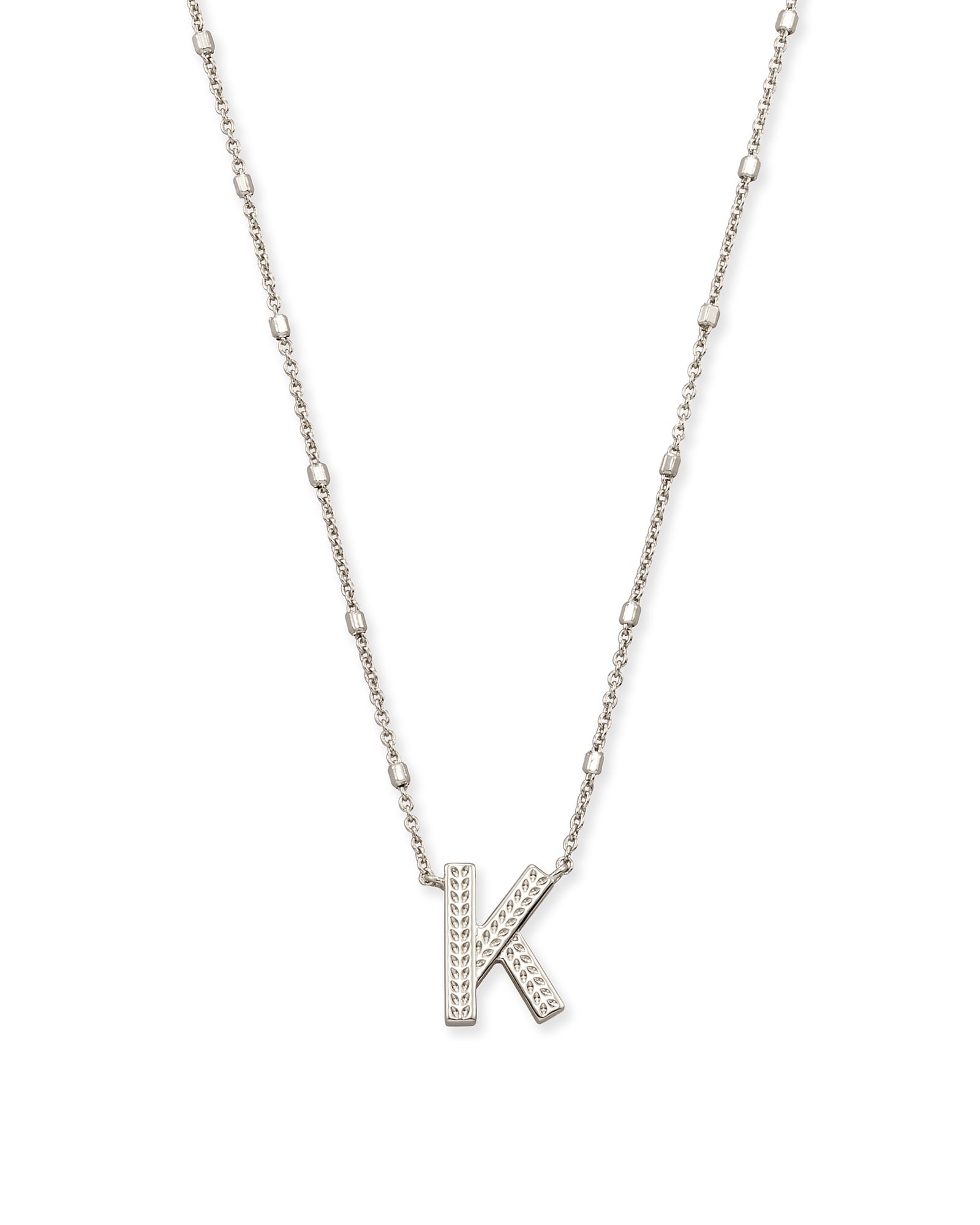 Kendra Scott Letter K Pendant Necklace in Silver | Plated Brass/Metal Rhodium