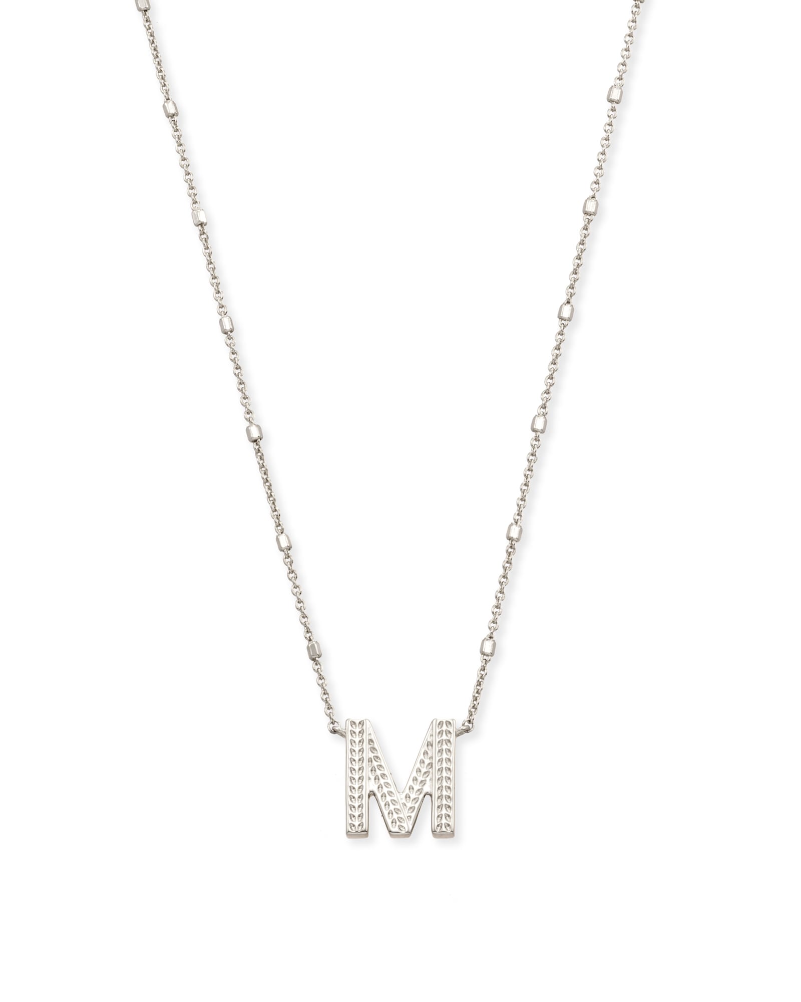 Kendra Scott Letter M Pendant Necklace in Silver | Plated Brass/Metal Rhodium