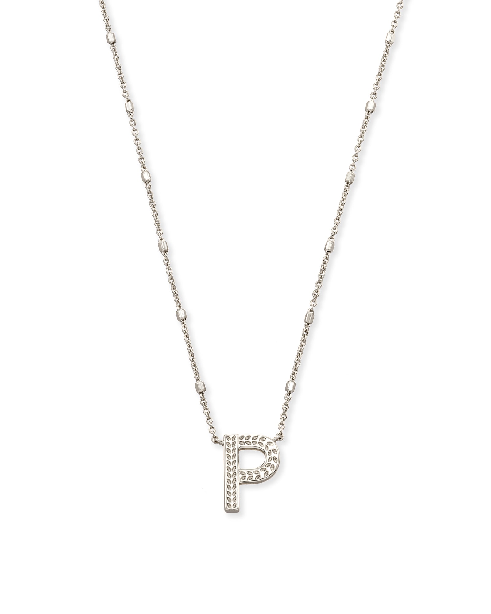 Kendra Scott Letter P Pendant Necklace in Silver | Plated Brass/Metal Rhodium