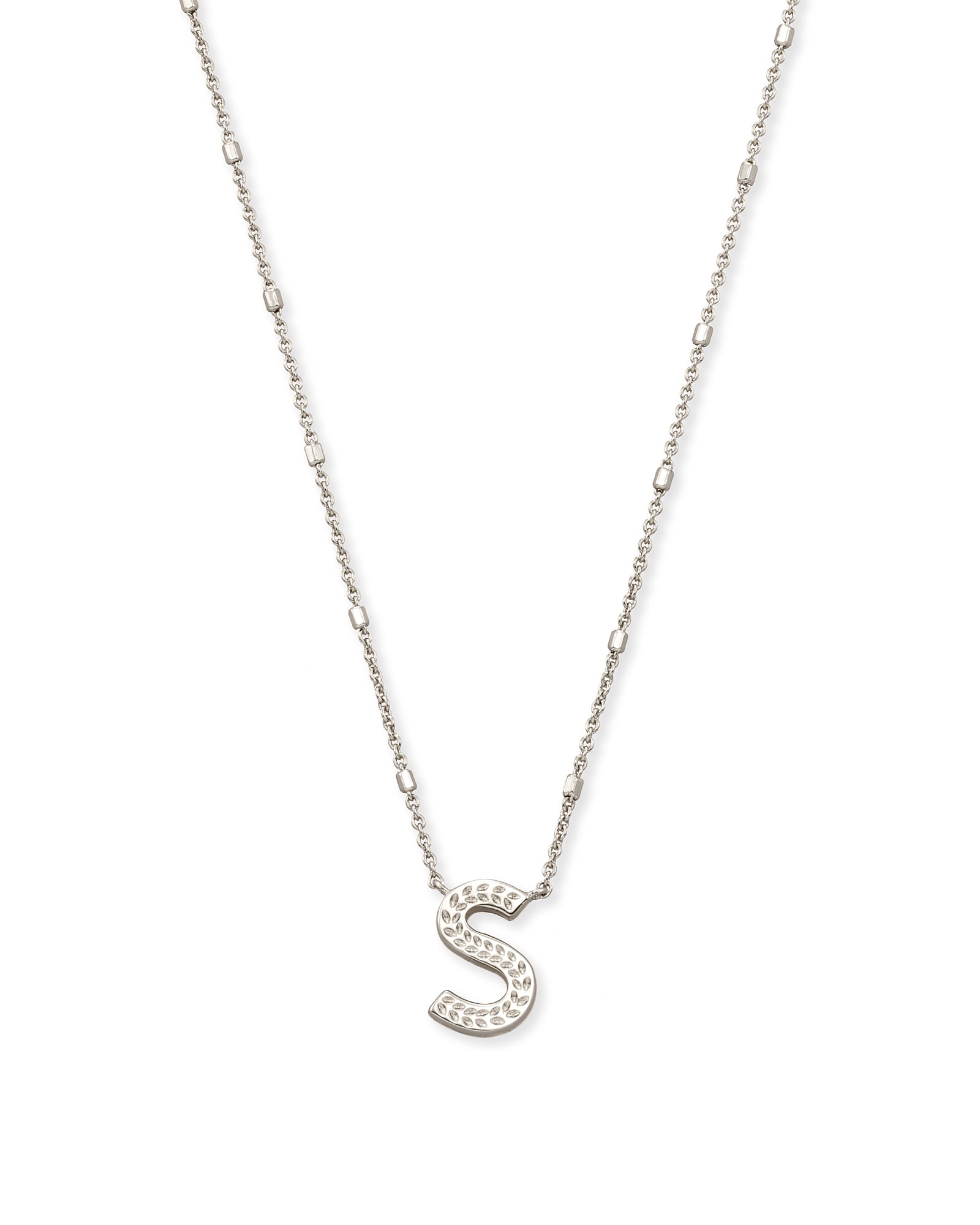 Kendra Scott Letter S Pendant Necklace in Silver | Plated Brass/Metal Rhodium