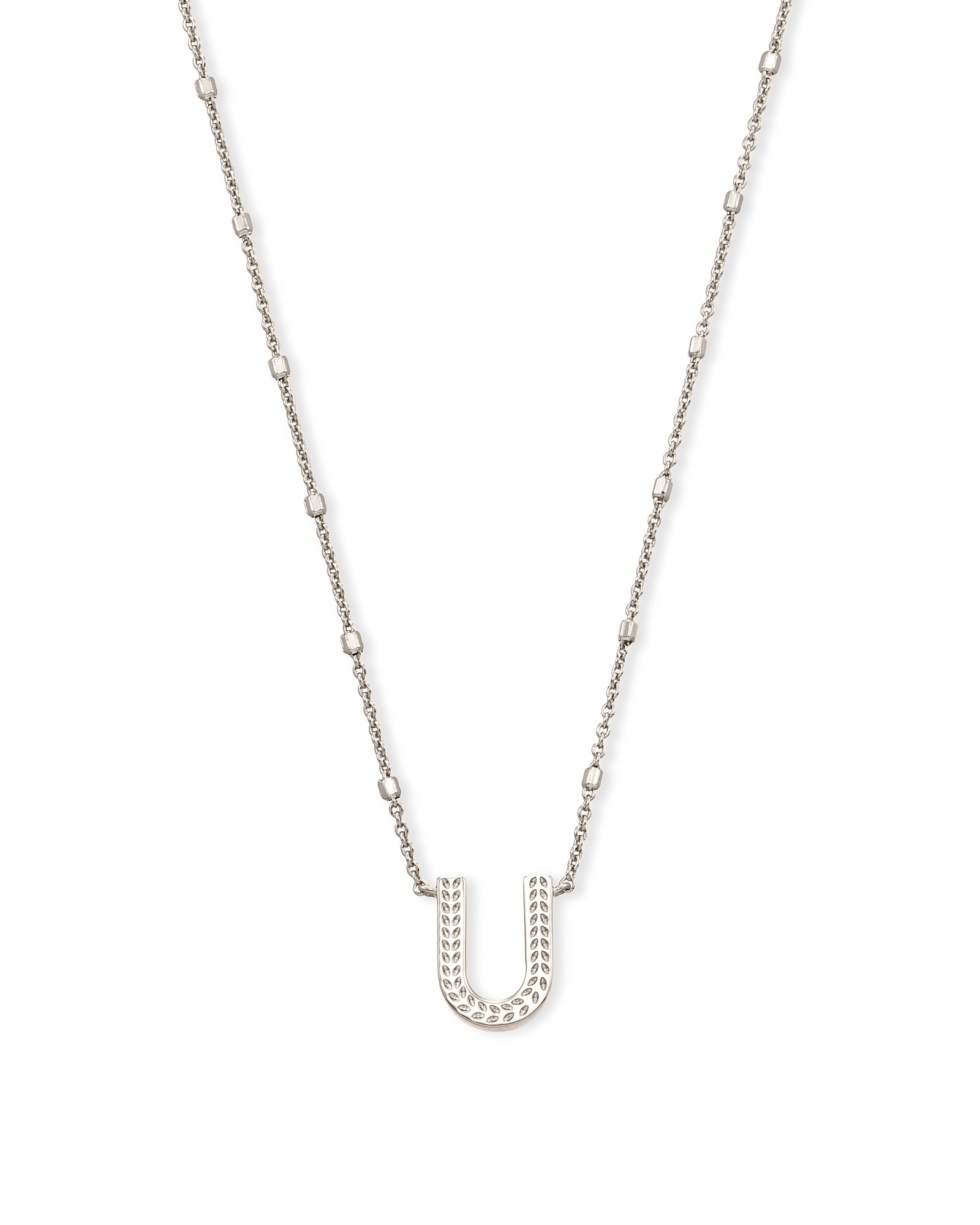 Kendra Scott Letter U Pendant Necklace in Silver | Plated Brass/Metal Rhodium