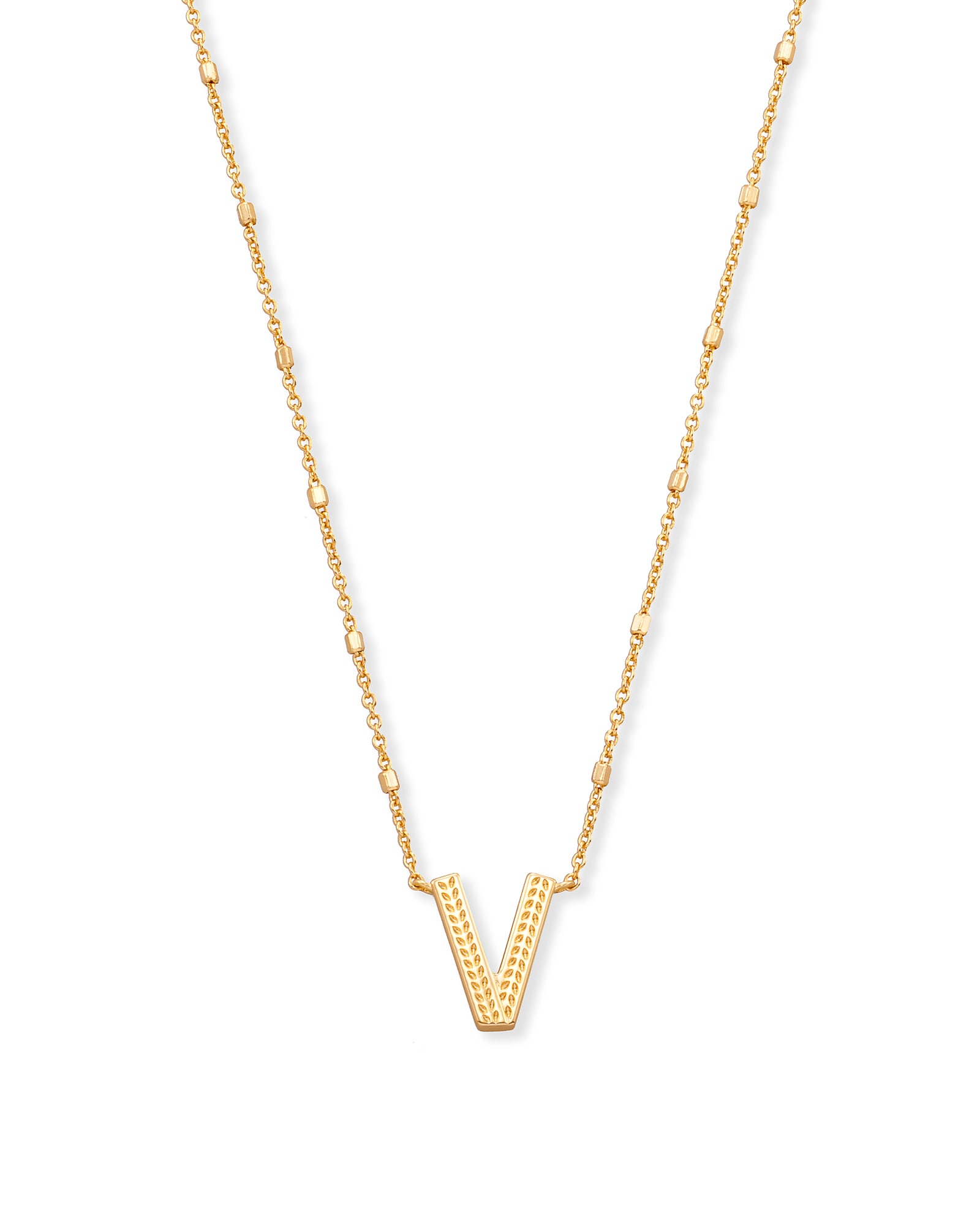 Kendra Scott Letter V Pendant Necklace in Gold | Plated Brass